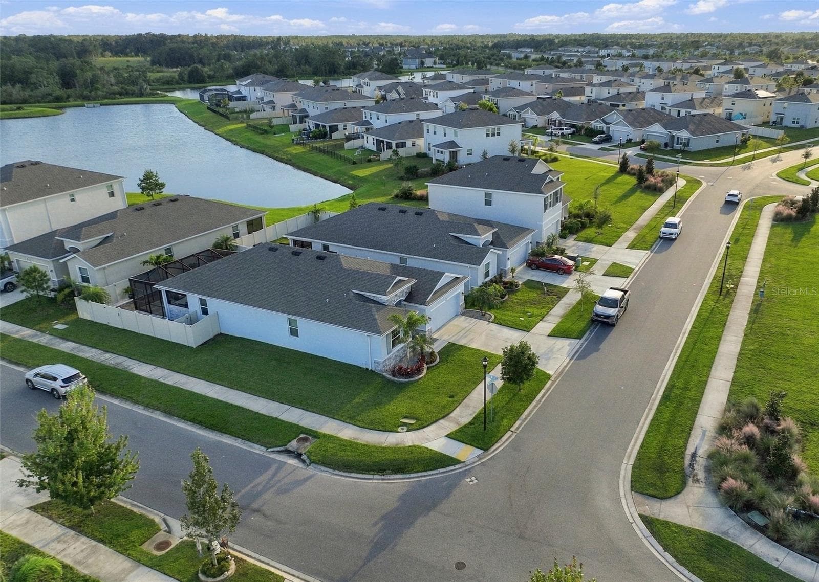 Aerial View Highlighting the Home and Surrounding Neighborhood - 33310 MAJOR OAK DR, WESLEY CHAPEL
