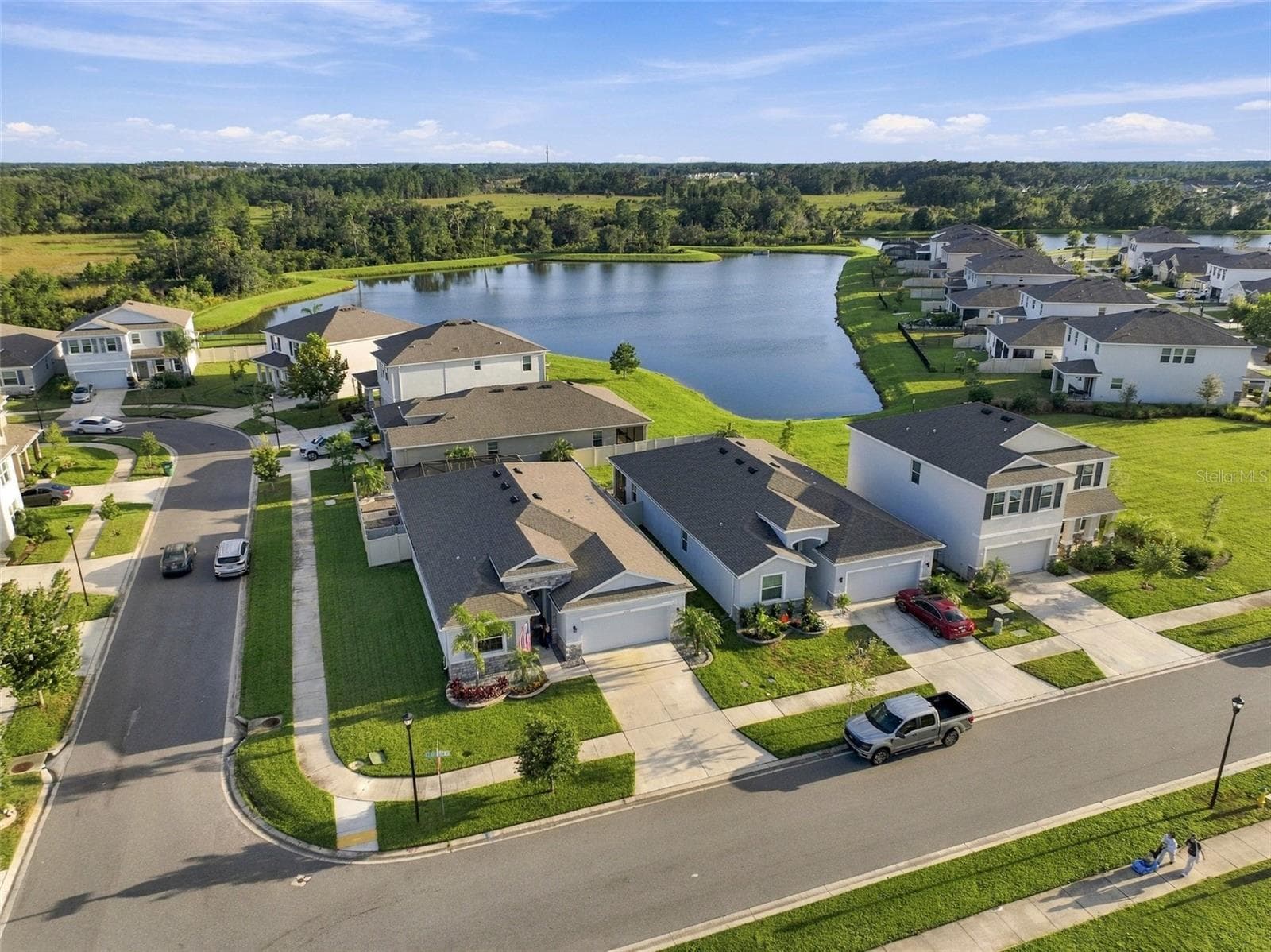 Aerial View Highlighting the Home and Surrounding Neighborhood - 33310 MAJOR OAK DR, WESLEY CHAPEL