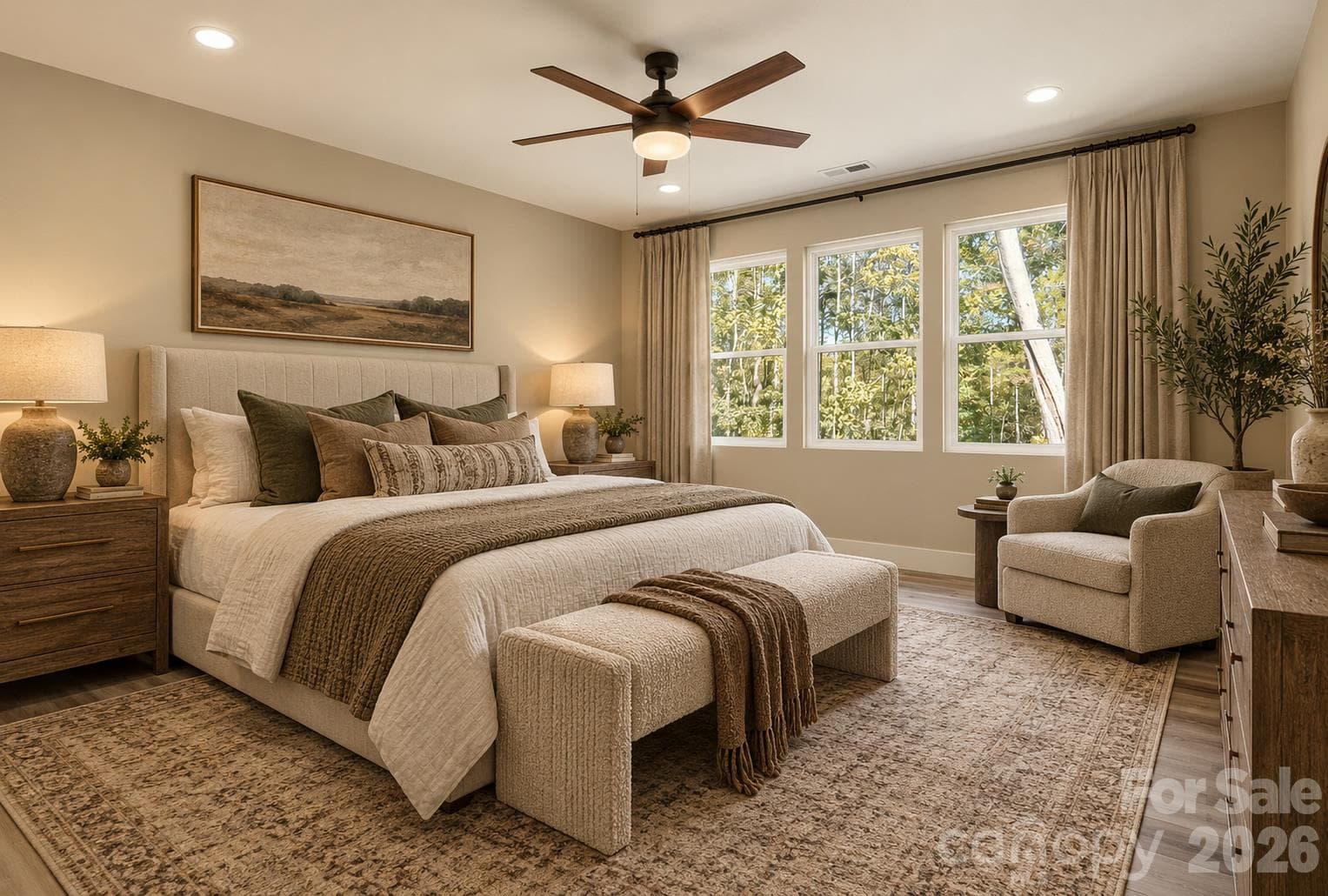 Primary bedroom virtually staged. - 10120 Mini Ranch Road, Waxhaw
