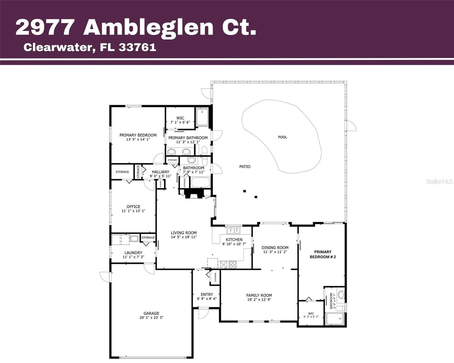 Office is the 3rd bedroom - 2977 AMBLEGLEN CT, CLEARWATER