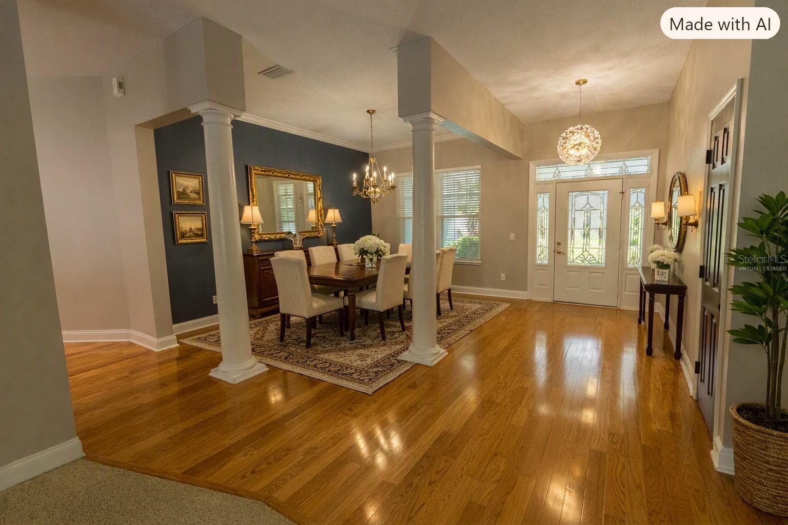 Virtually Staged Dining Room and Foyer - 8917 EAGLE WATCH DR, RIVERVIEW