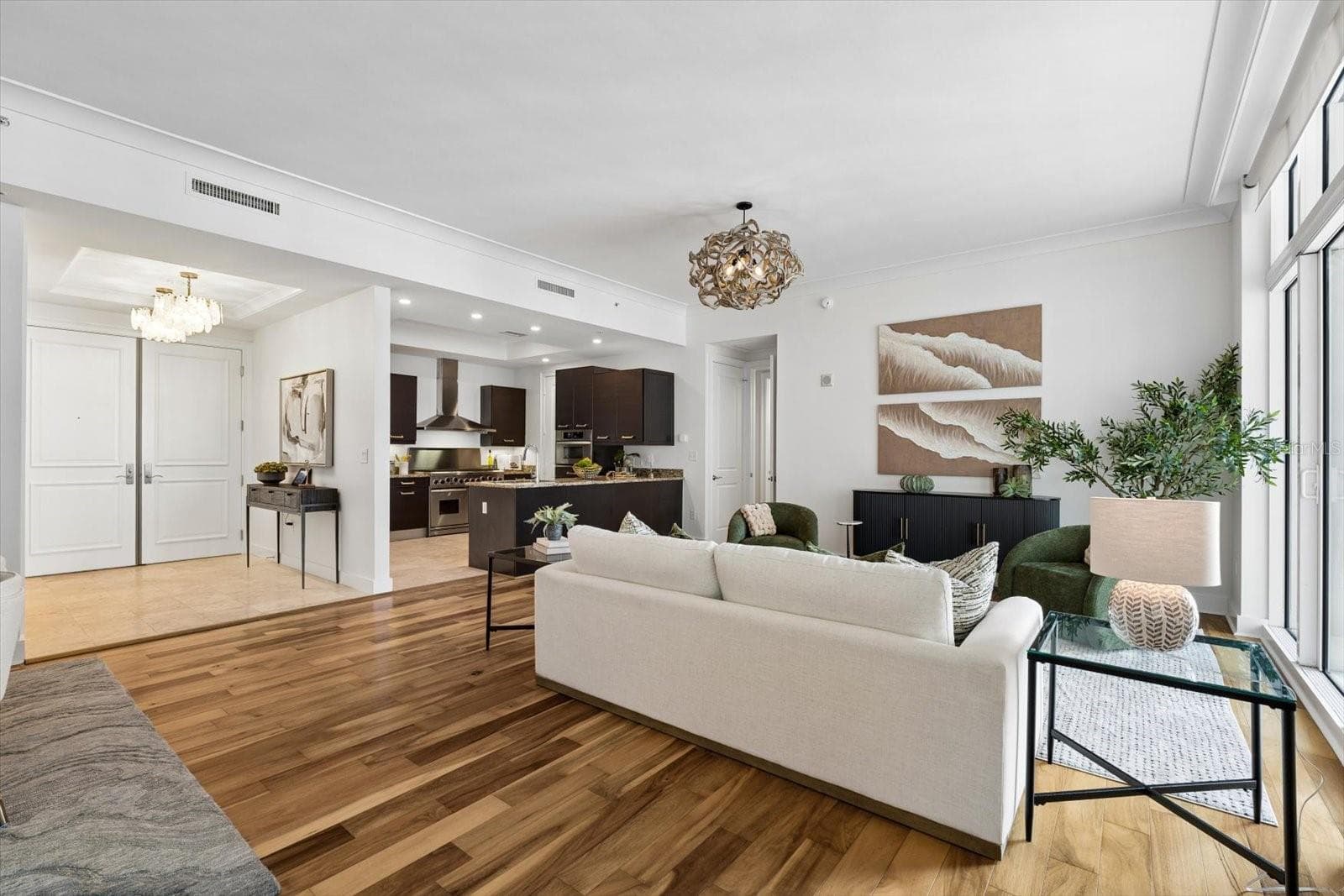 Living room & kitchen view - 1350 MAIN ST #1703, SARASOTA