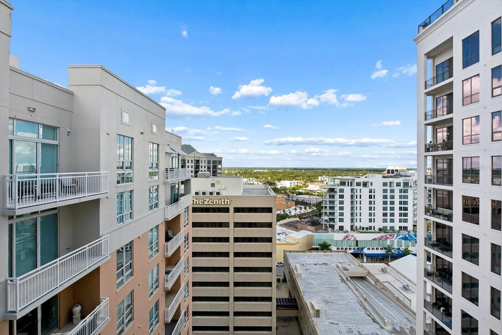 Covered balcony from primary bedroom - 1350 MAIN ST #1703, SARASOTA