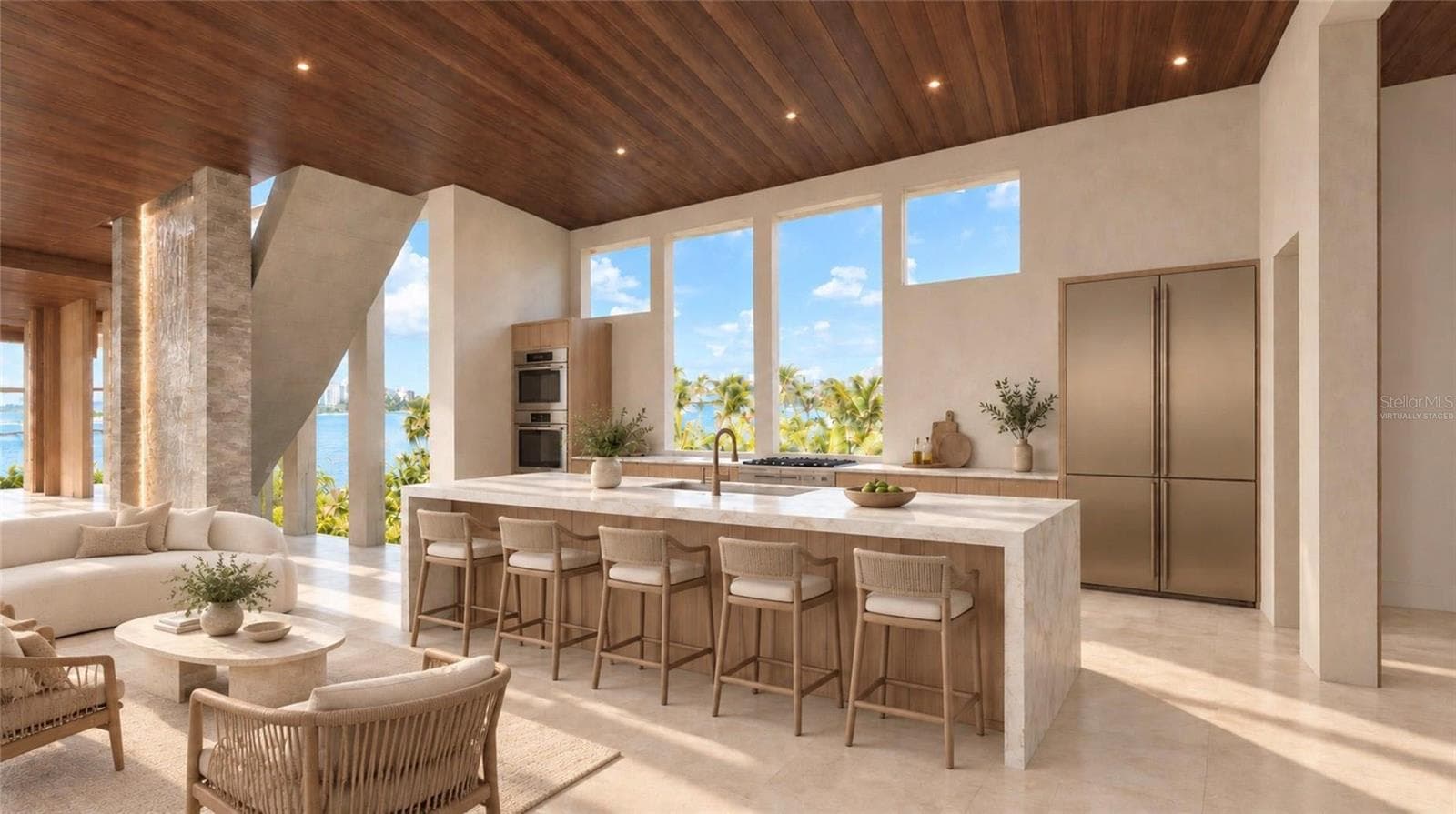 Outdoor kitchen and entertaining area. Virtually staged. - 4050 HIGEL AVE, SARASOTA