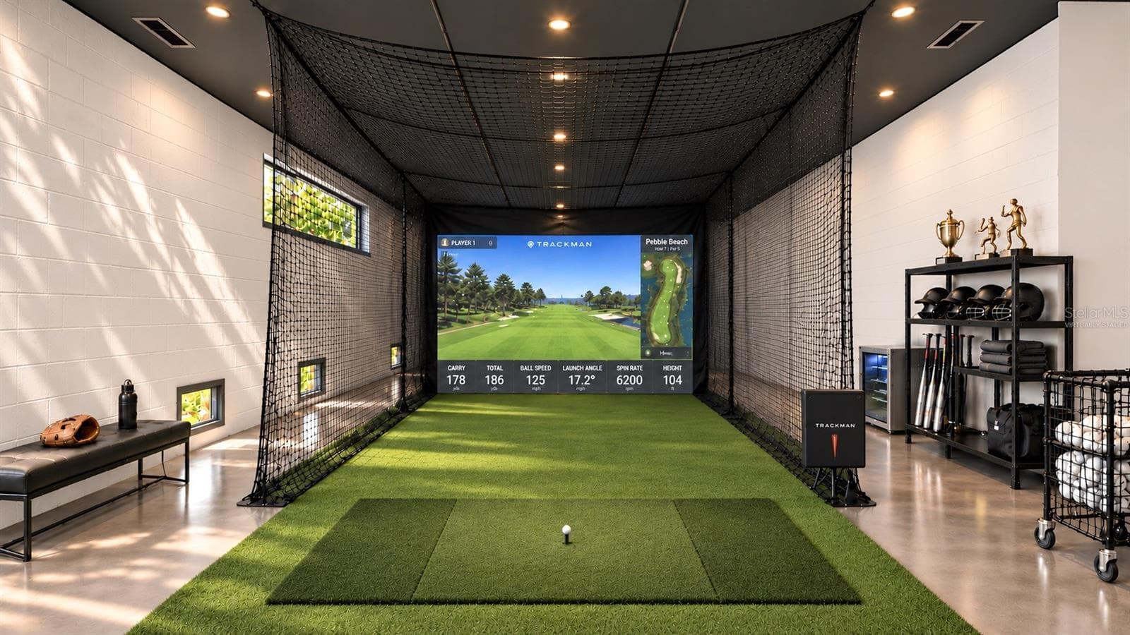Sport simulator area on the ground floor. Virtually staged. - 4050 HIGEL AVE, SARASOTA