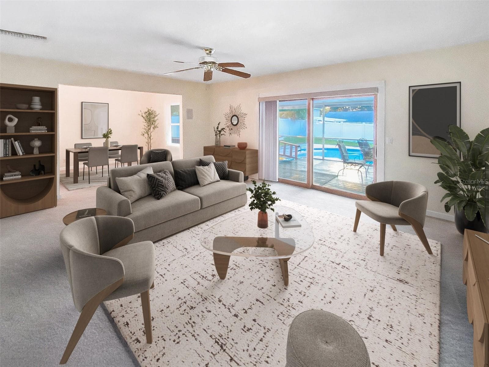 Virtually staged livingroom modern furniture - 626 ORCHID LN, ALTAMONTE SPRINGS
