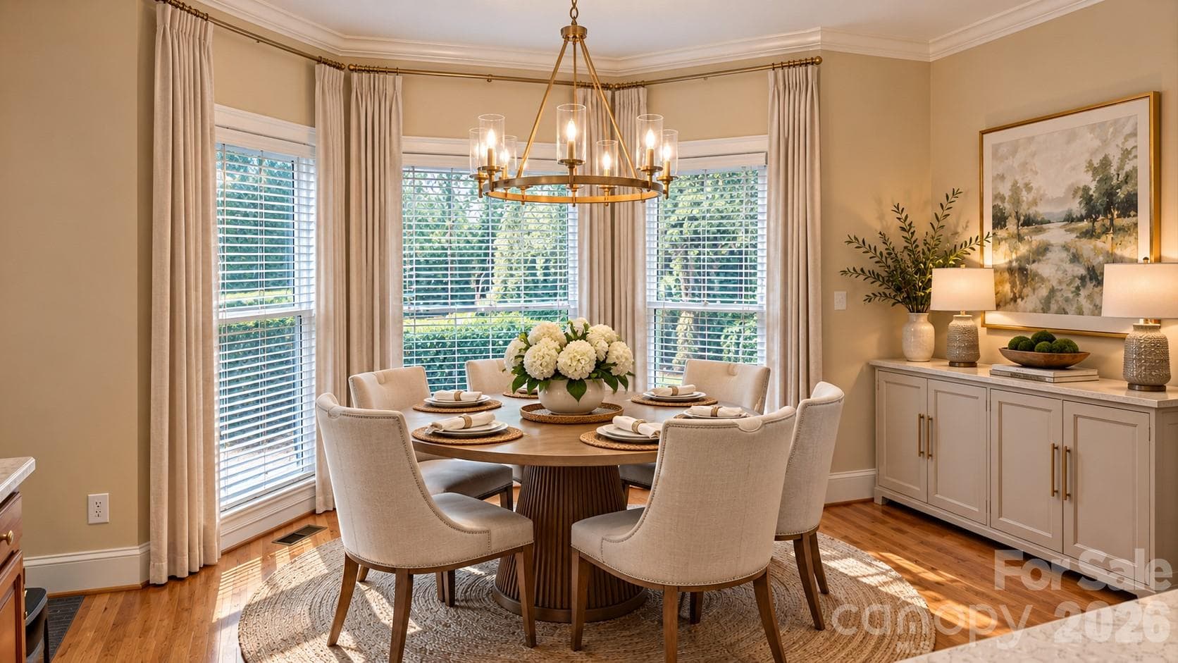 DIGITALLY STAGED Breakfast Area: current owner had a 6 chair round table here. - 5480 Glen Forest Drive, Charlotte