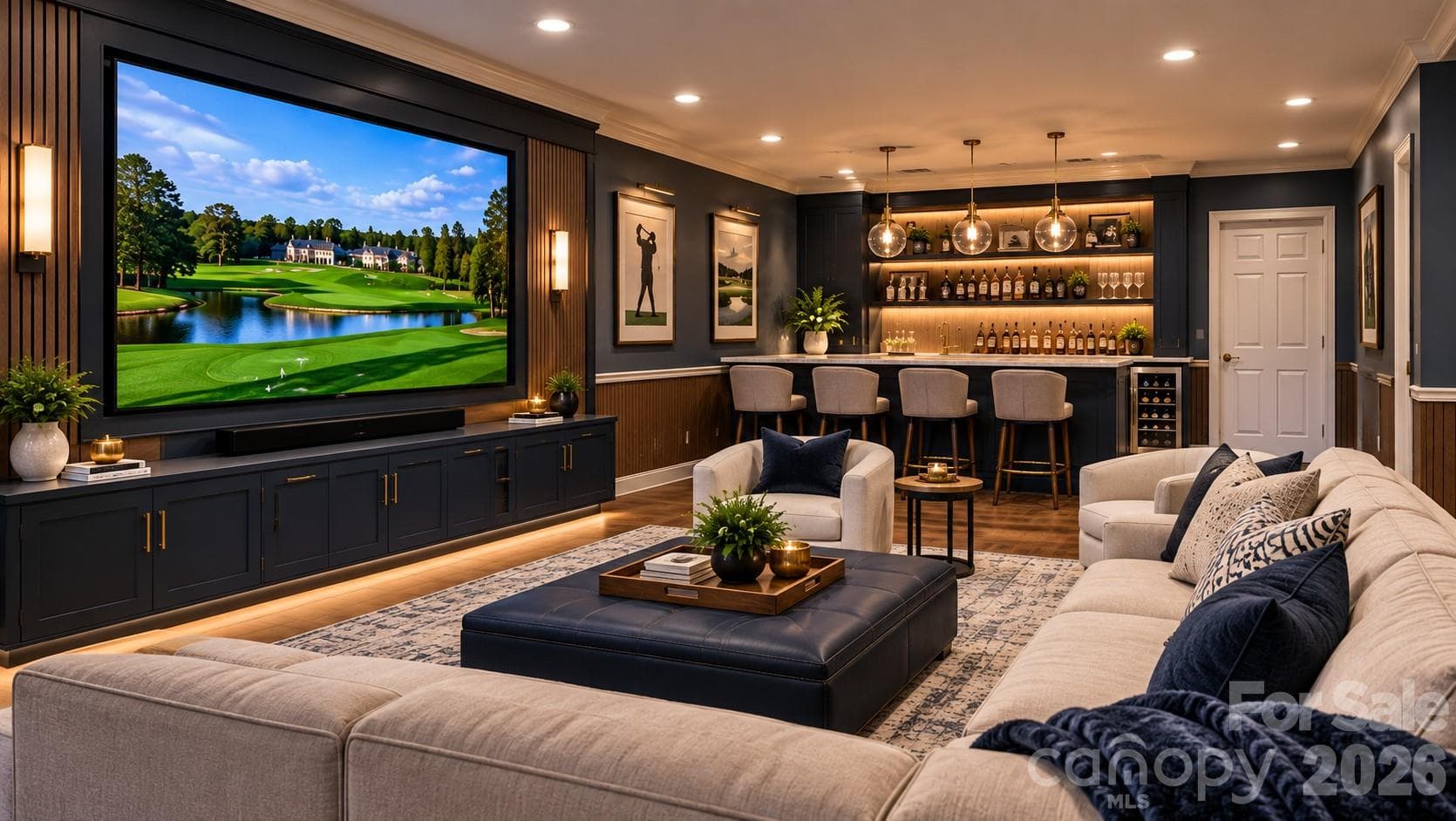 DIGITIALLY Staged Upstairs Flex: this could be your future Entertainment area ideal for a media room, man cave etc. - 5480 Glen Forest Drive, Charlotte