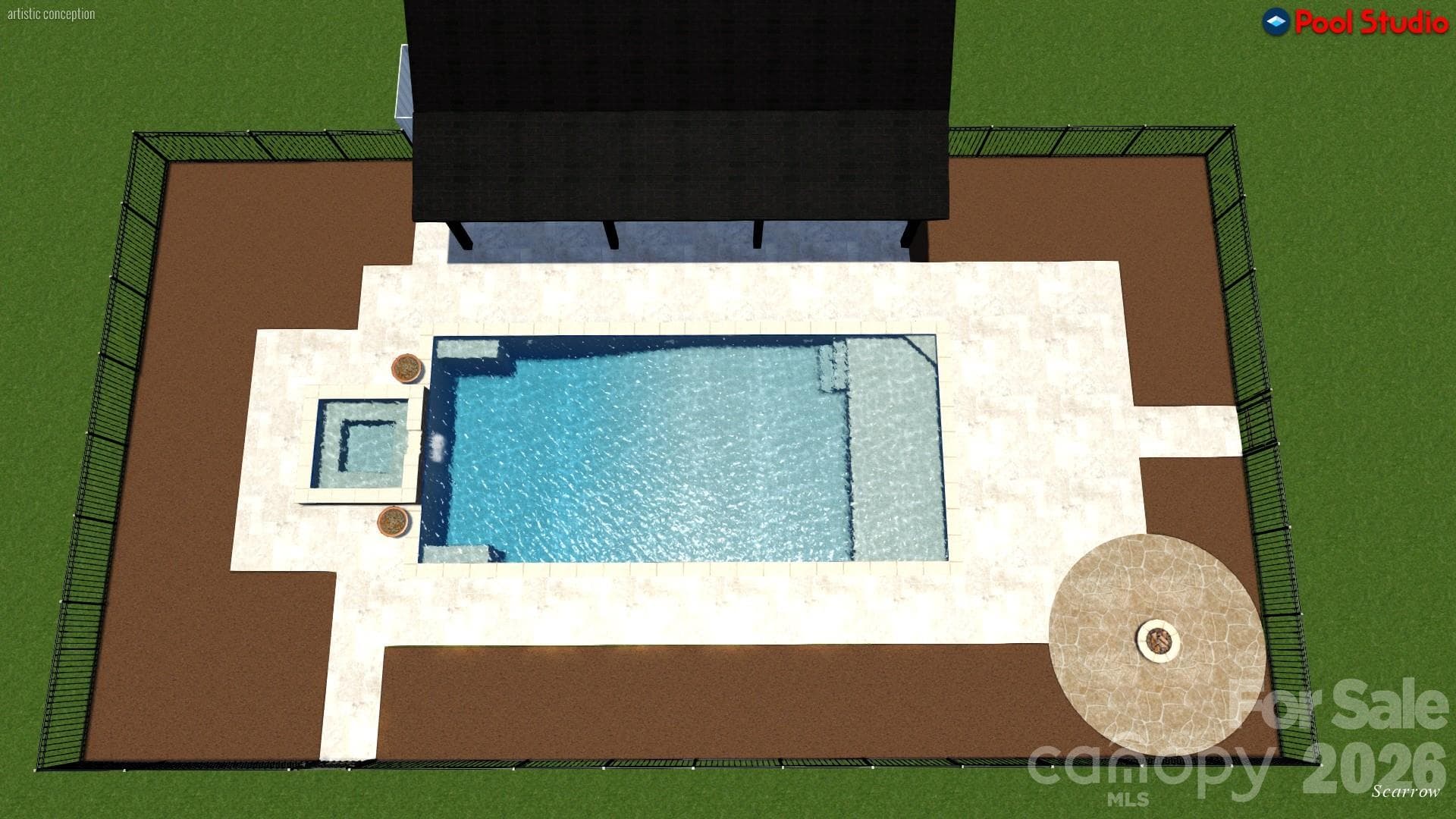 Drawings of possible pool in back yard from Magnolia Luxury Pools - 15800 Henry Lane, Huntersville