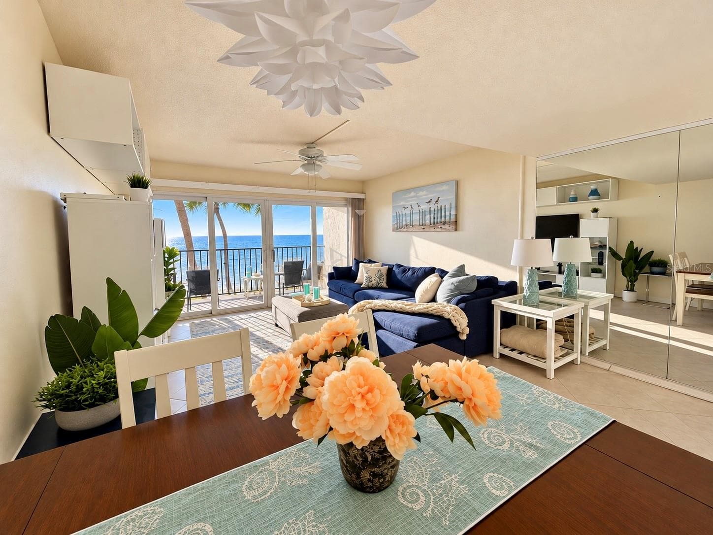 Living room at sunset - 60 GULF BLVD #214, INDIAN ROCKS BEACH