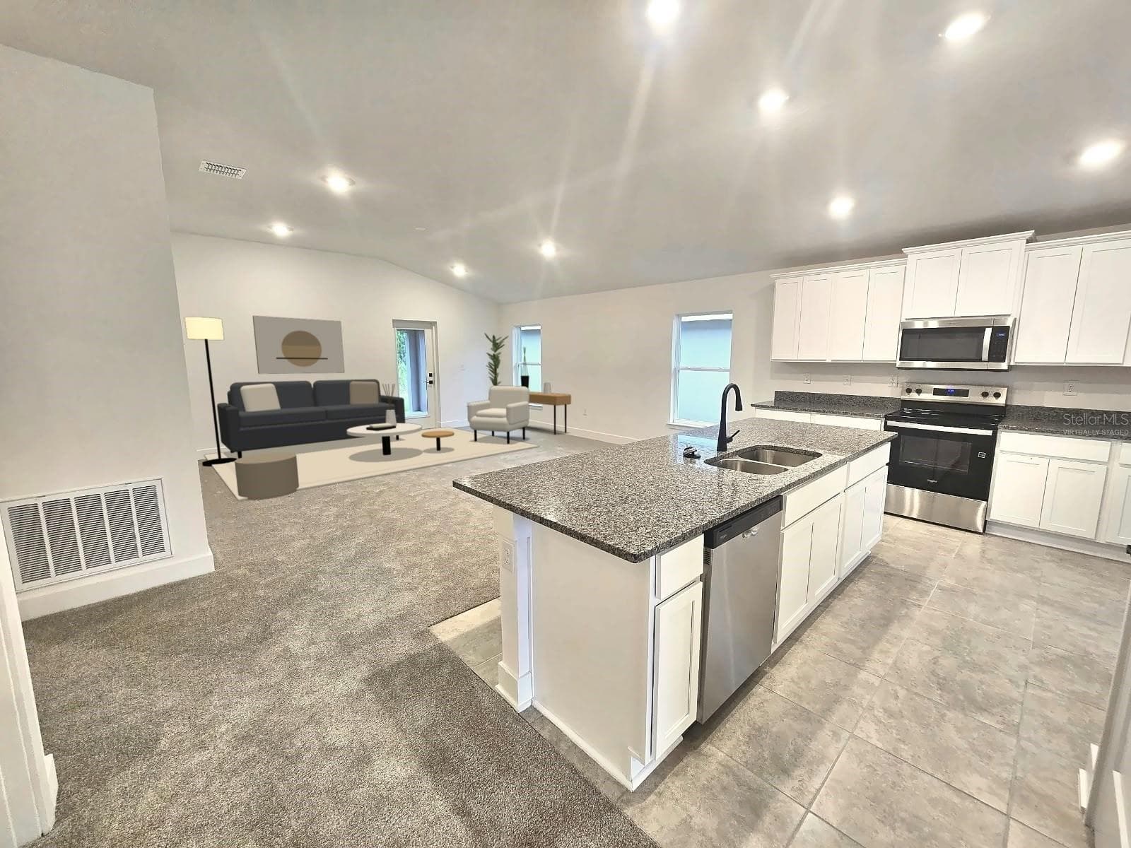 Kitchen and living room - virtually staged - 7624 BENT TREE LOOP, ST CLOUD