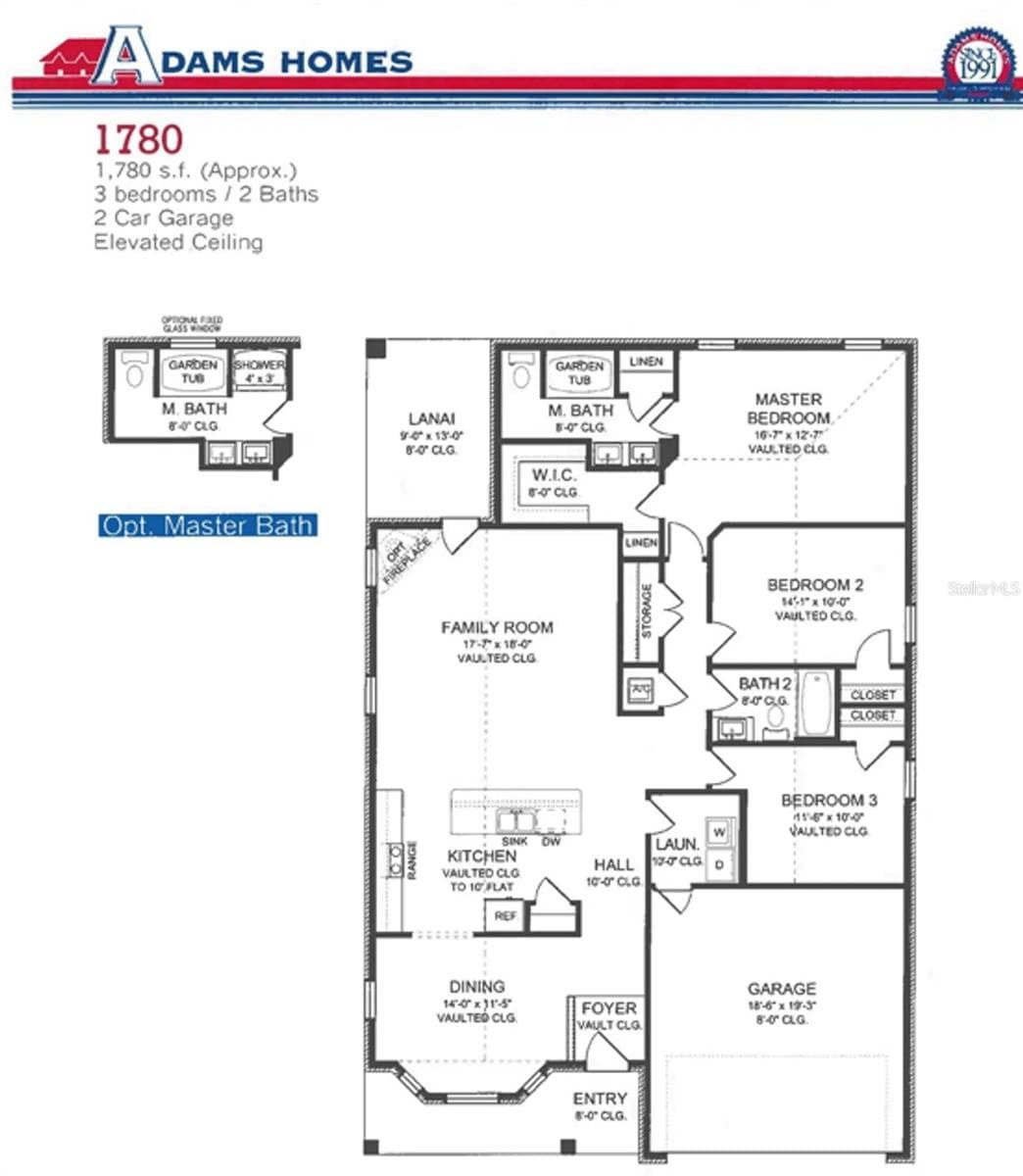 Floor plan - Adams Homes 1780 - 7624 BENT TREE LOOP, ST CLOUD