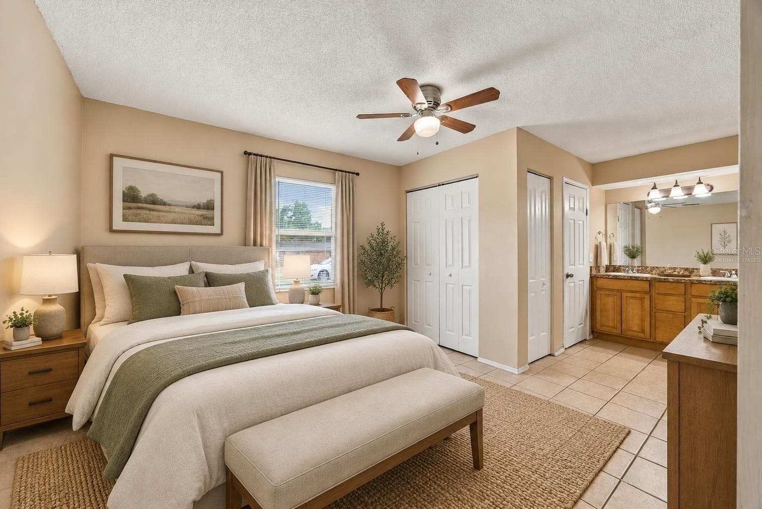 Virtually staged master bedroom - 7021 SHEFFIELD DR, LAKELAND