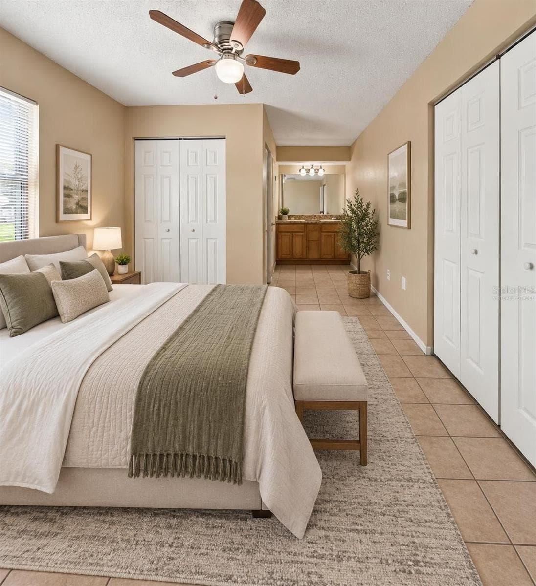 Virtually staged master bed - 7021 SHEFFIELD DR, LAKELAND