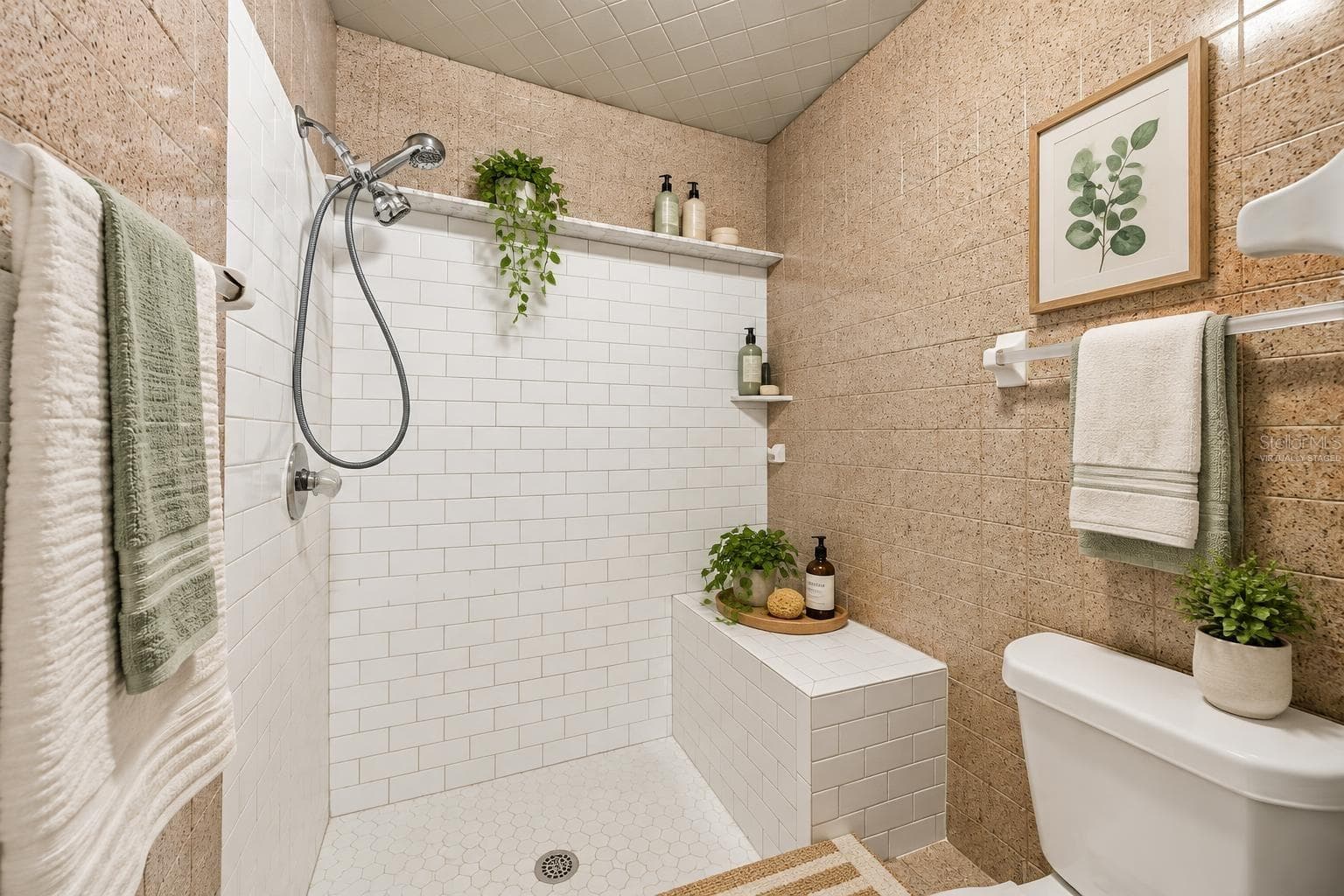 Master shower virtually staged - 7021 SHEFFIELD DR, LAKELAND