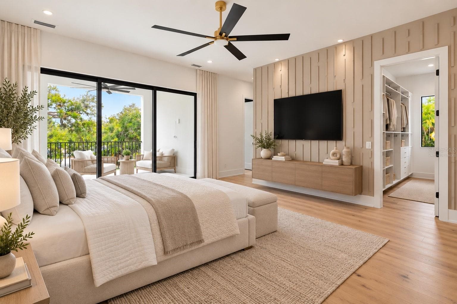 Virtually Staged primary bedroom - 1870 JASMINE DR, SARASOTA