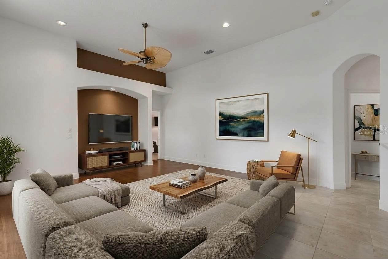 virtually staged family room - 8339 BARTON FARMS BLVD, SARASOTA