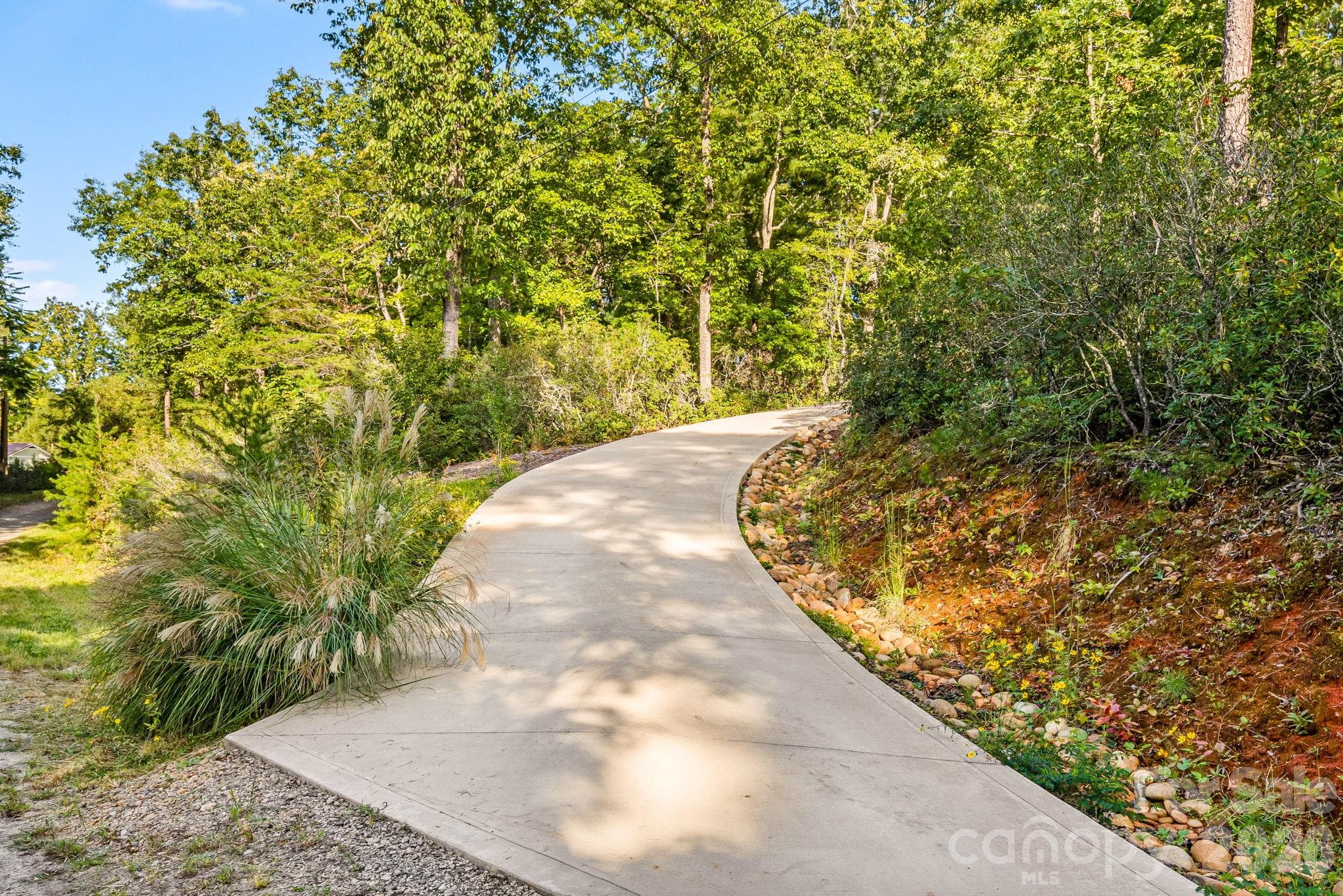 Concrete Driveway - Curved for Privacy - 576 Pheasant Street, Lake Lure