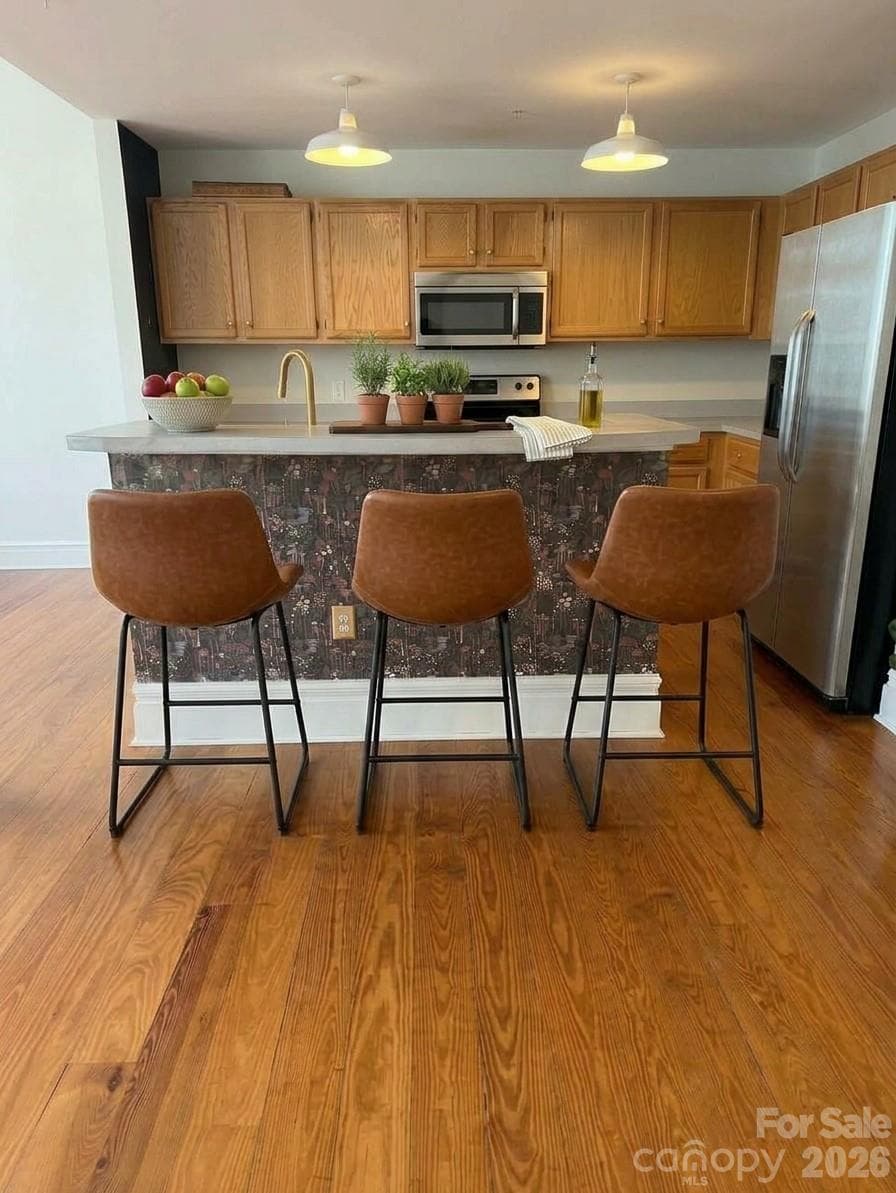Virtually Staged Kitchen Island - 404 Laurel Avenue, Charlotte