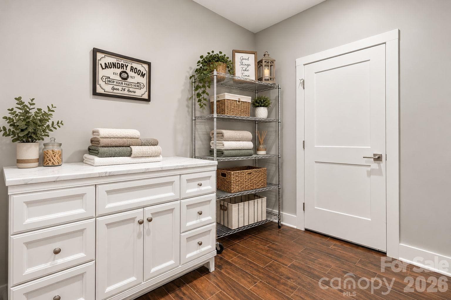 Large laundry room with folding counter - 3353 Rock Creek Road, Morganton
