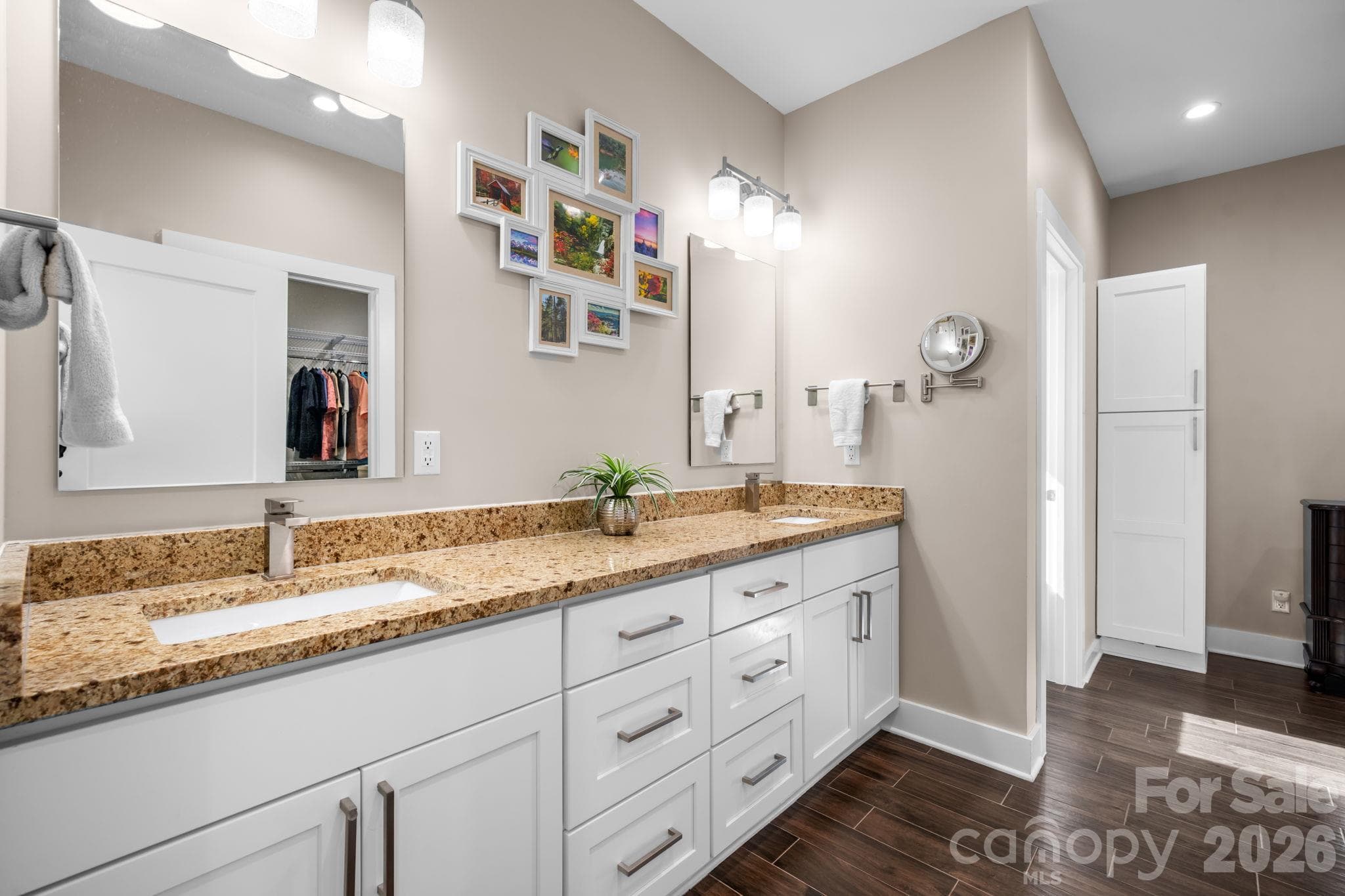 Massive storage in bath with dual vanity - 3353 Rock Creek Road, Morganton