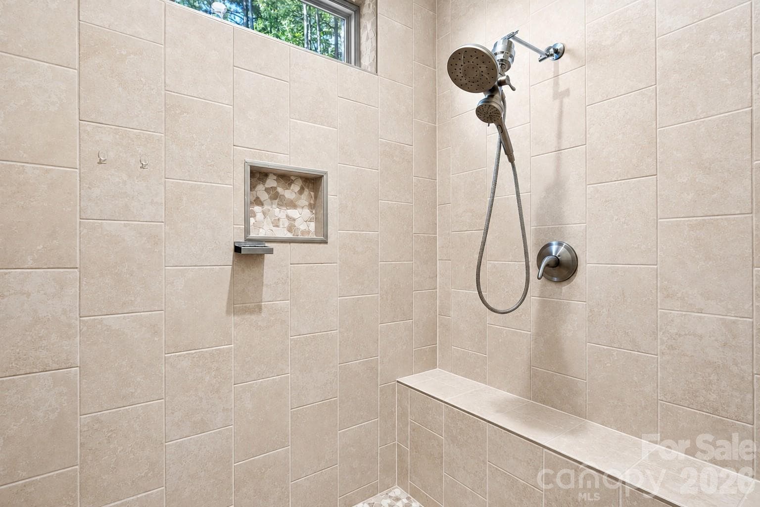 Zero entry, large tile shower in Primary - 3353 Rock Creek Road, Morganton