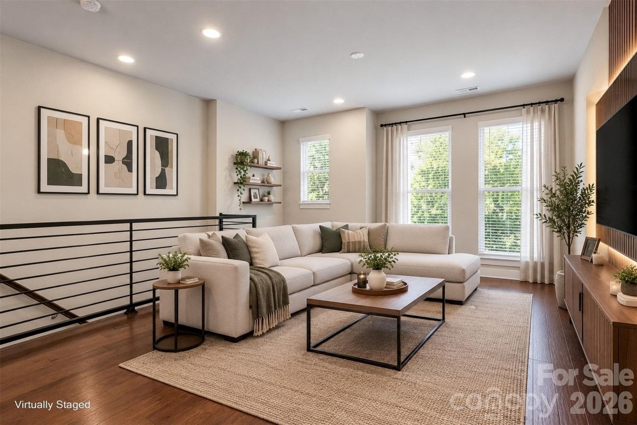 Living Room Virtually Staged - 327 Uptown West Drive, Charlotte