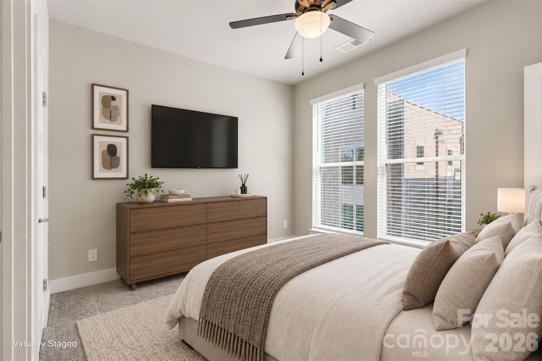 Guest Bedroom with En Suite Staged - 327 Uptown West Drive, Charlotte