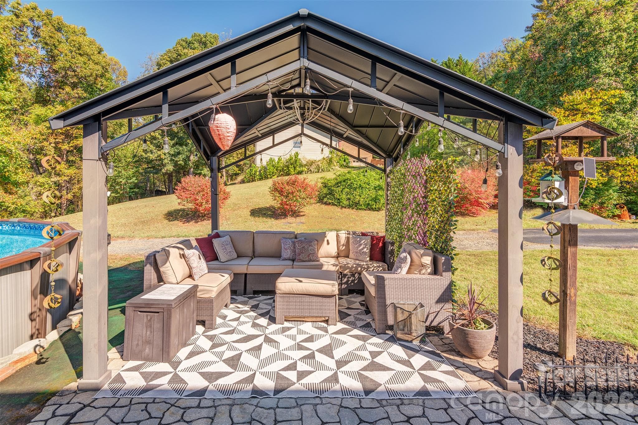 Pergola with outdoor furniture - 265 Flat Creek Church Road, Weaverville