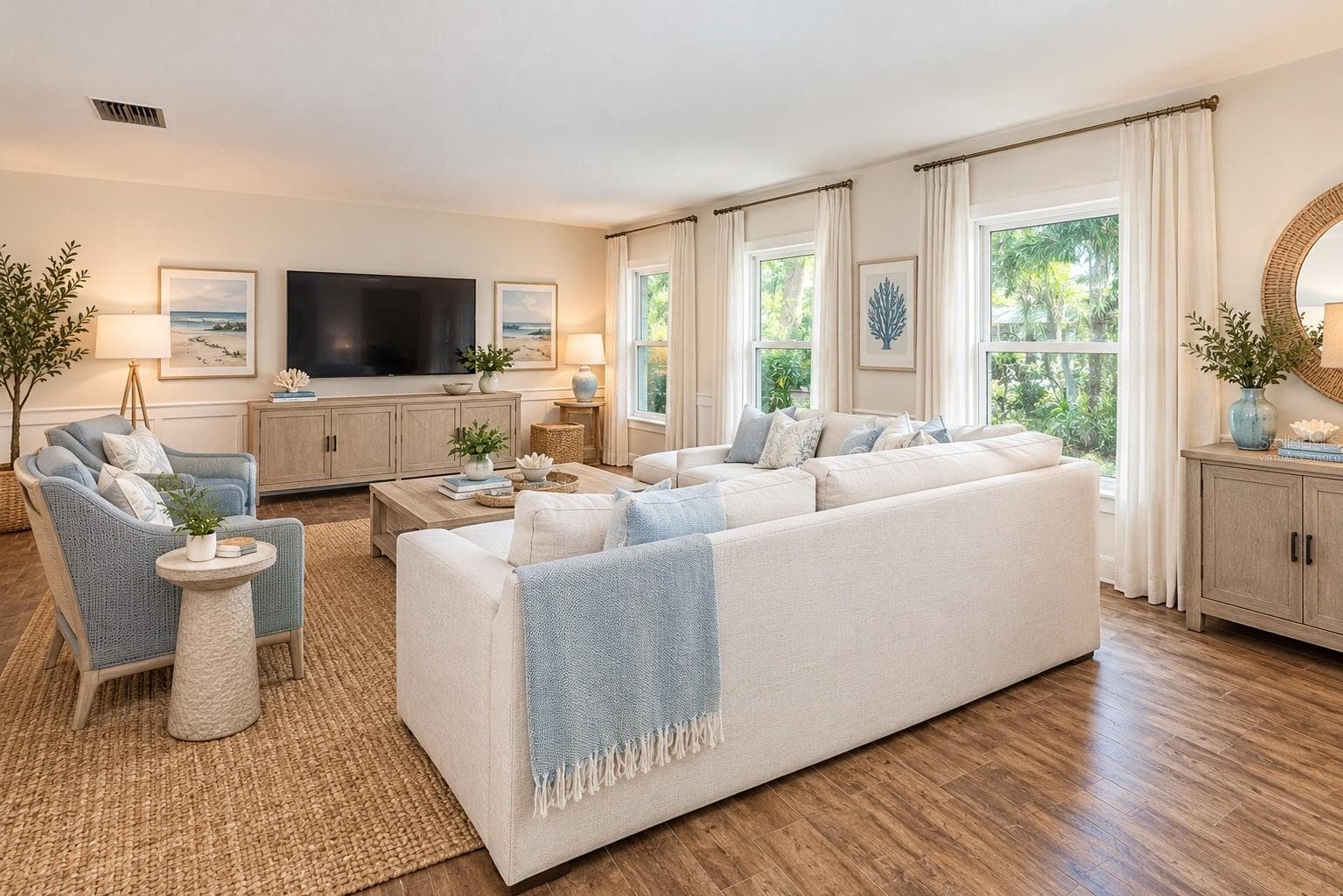 Virtually staged main living room - 5230 VENETIAN BLVD NE, ST PETERSBURG