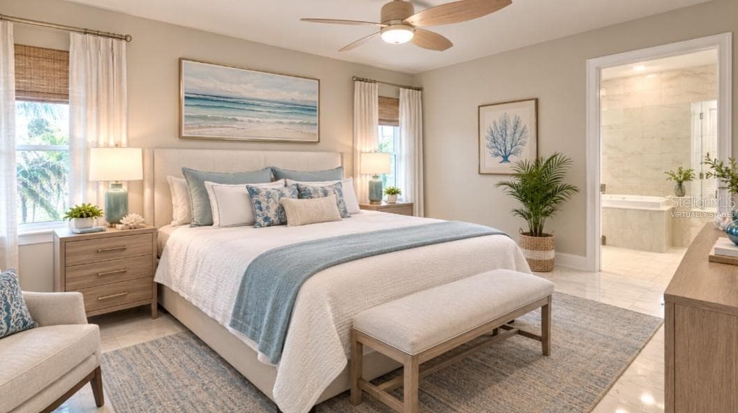 Virtually staged primary bedroom - 5230 VENETIAN BLVD NE, ST PETERSBURG