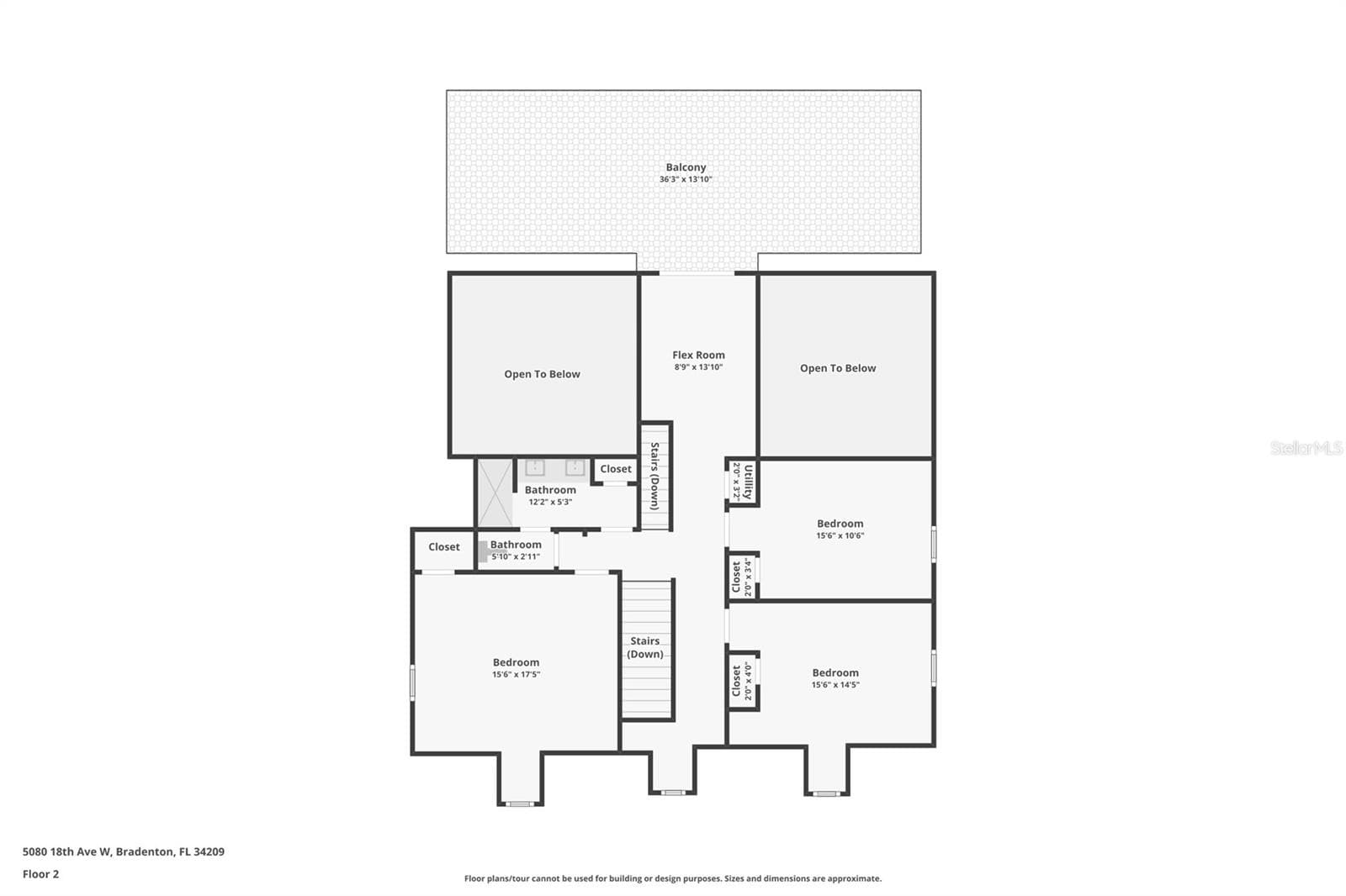 Floor plan of second floor. - 5060 18TH AVE W, BRADENTON