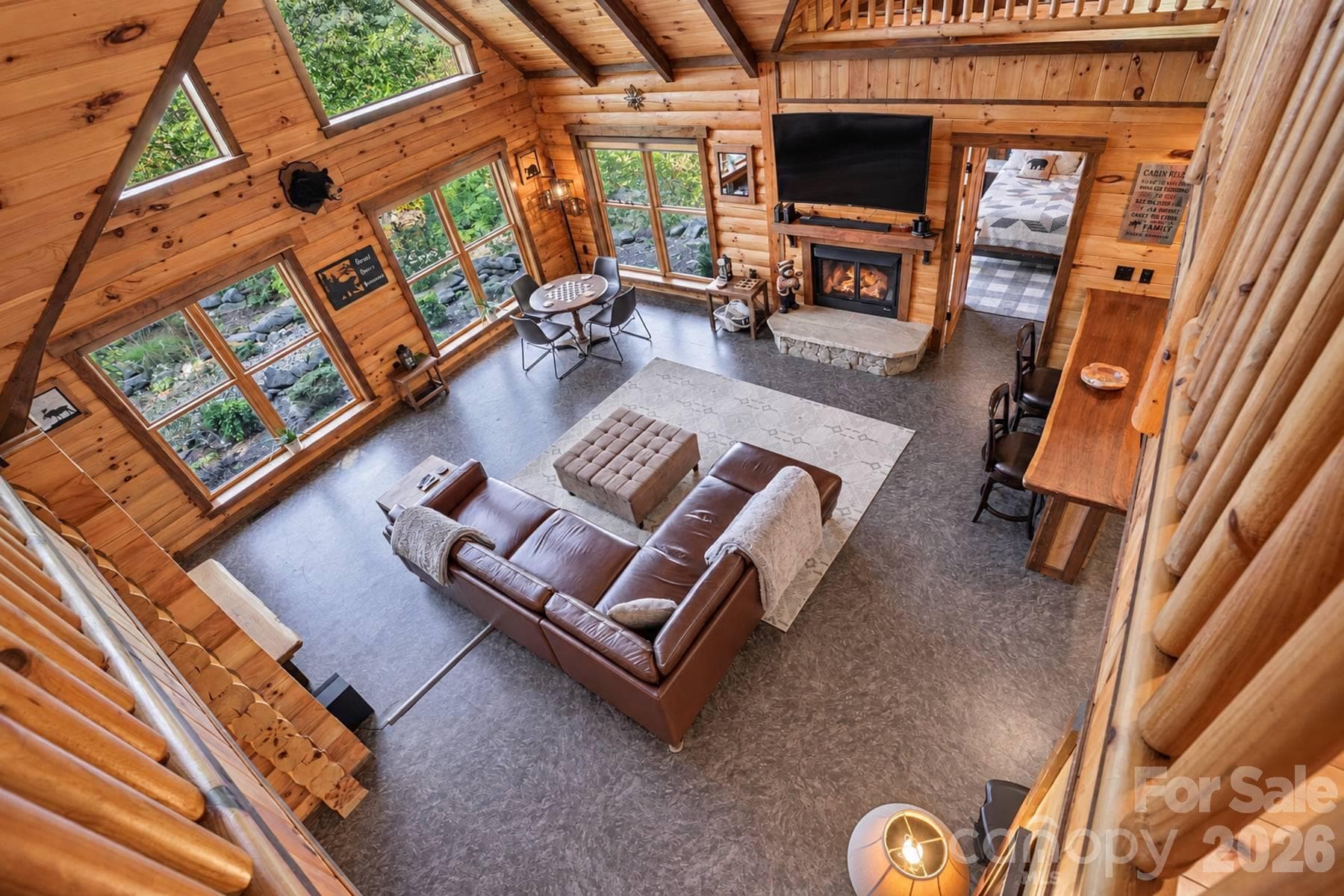 Great room seen from the loft rail - 18 Fairway Run, Bryson City