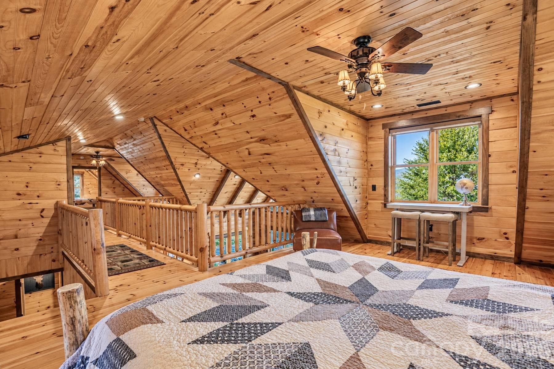 Bedroom loft overlooking the great room - 18 Fairway Run, Bryson City