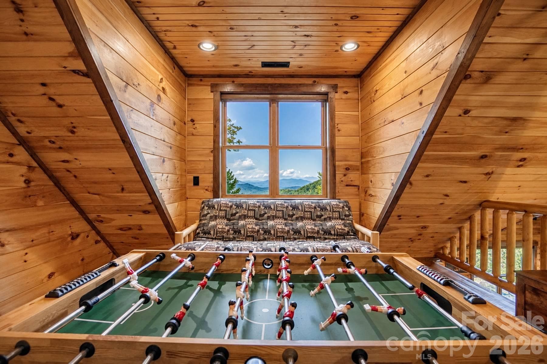 Game loft foosball with mountain-view window - 18 Fairway Run, Bryson City