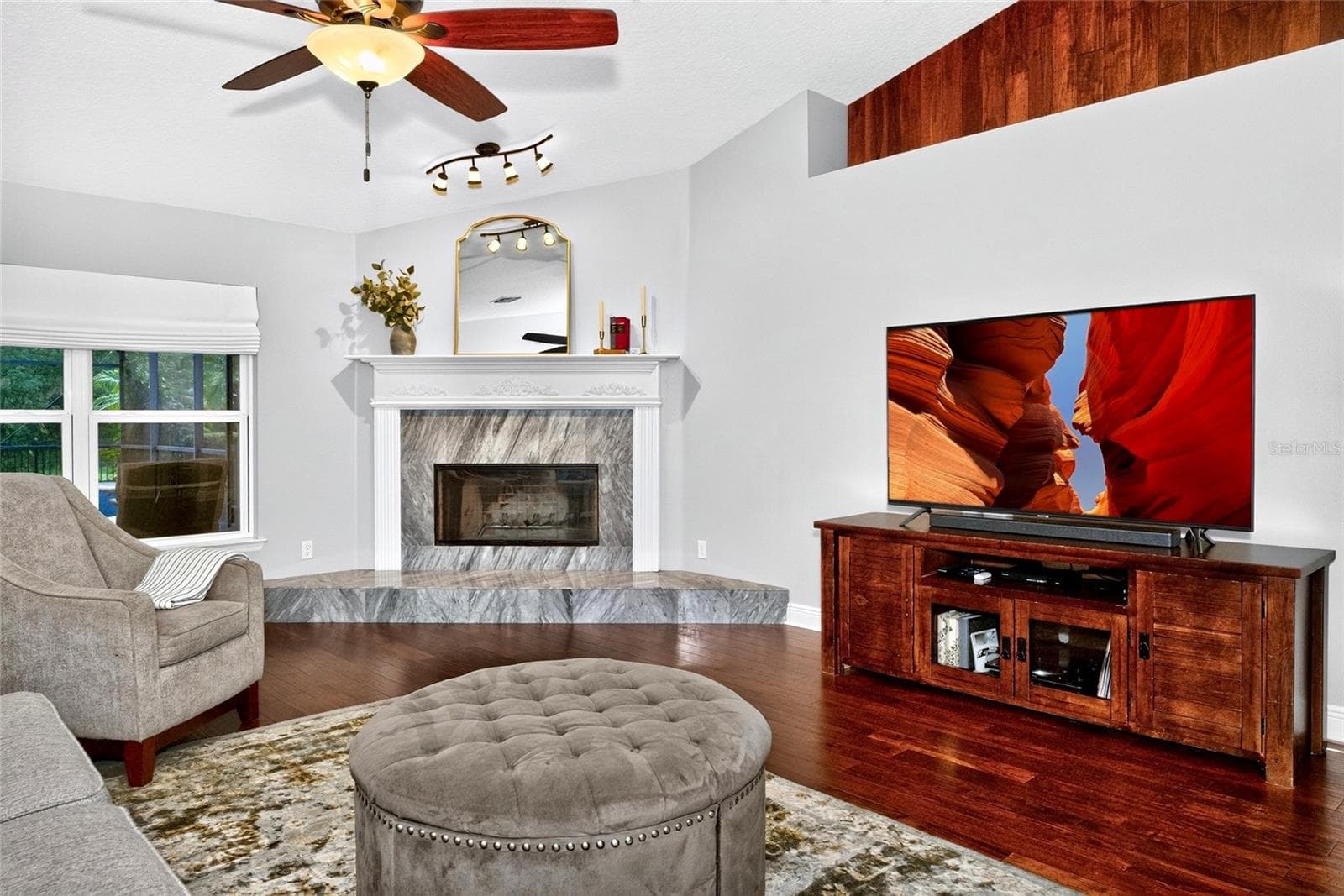 Fireplace in family room - 24114 PLYMOUTH HOLLOW CIR, SORRENTO