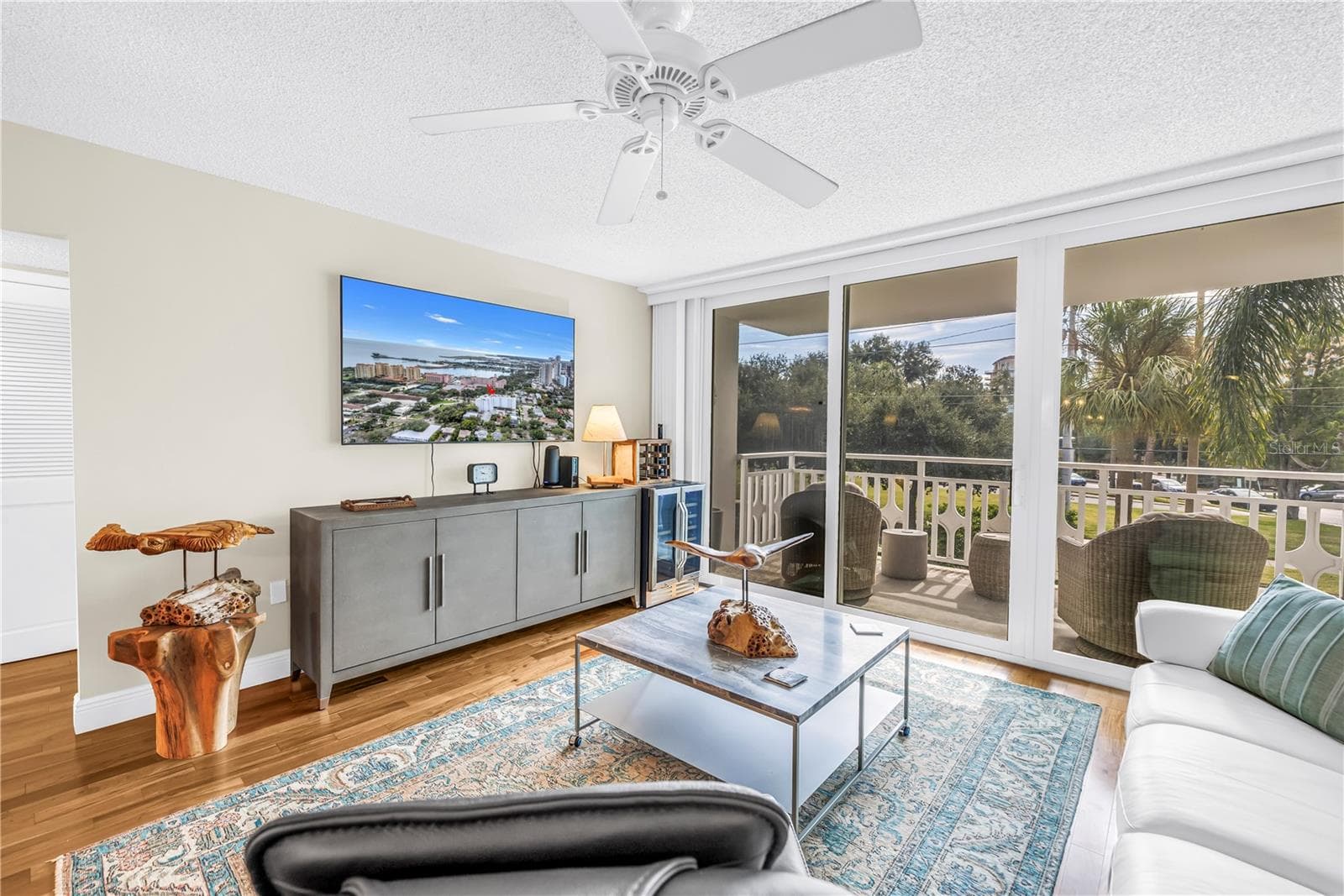 Living Room with Impact Sliders - 700 BEACH DR NE #201, ST PETERSBURG