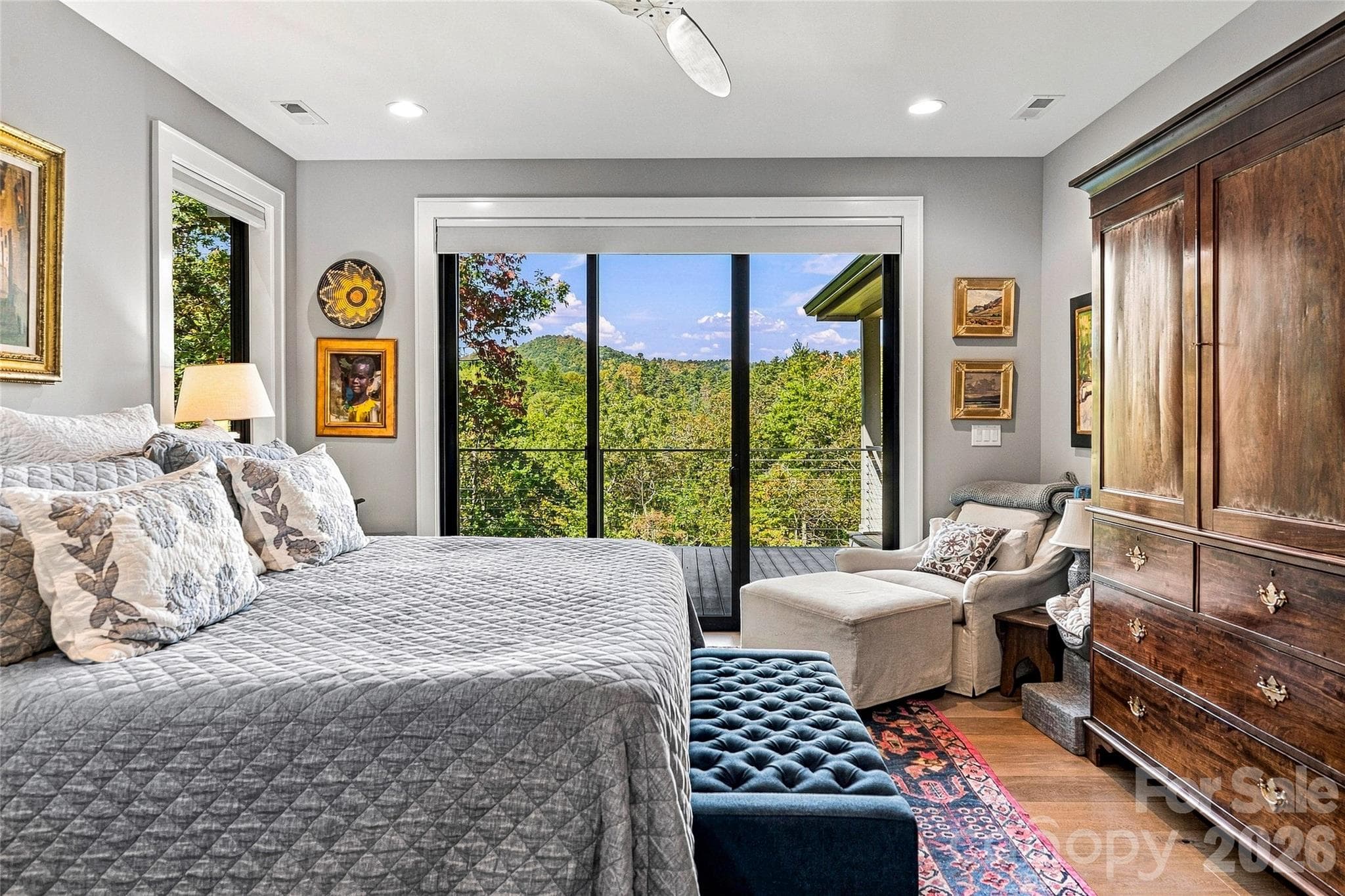 Primary en suite with view and deck access - 108 Wolf Shoals Drive, Hendersonville