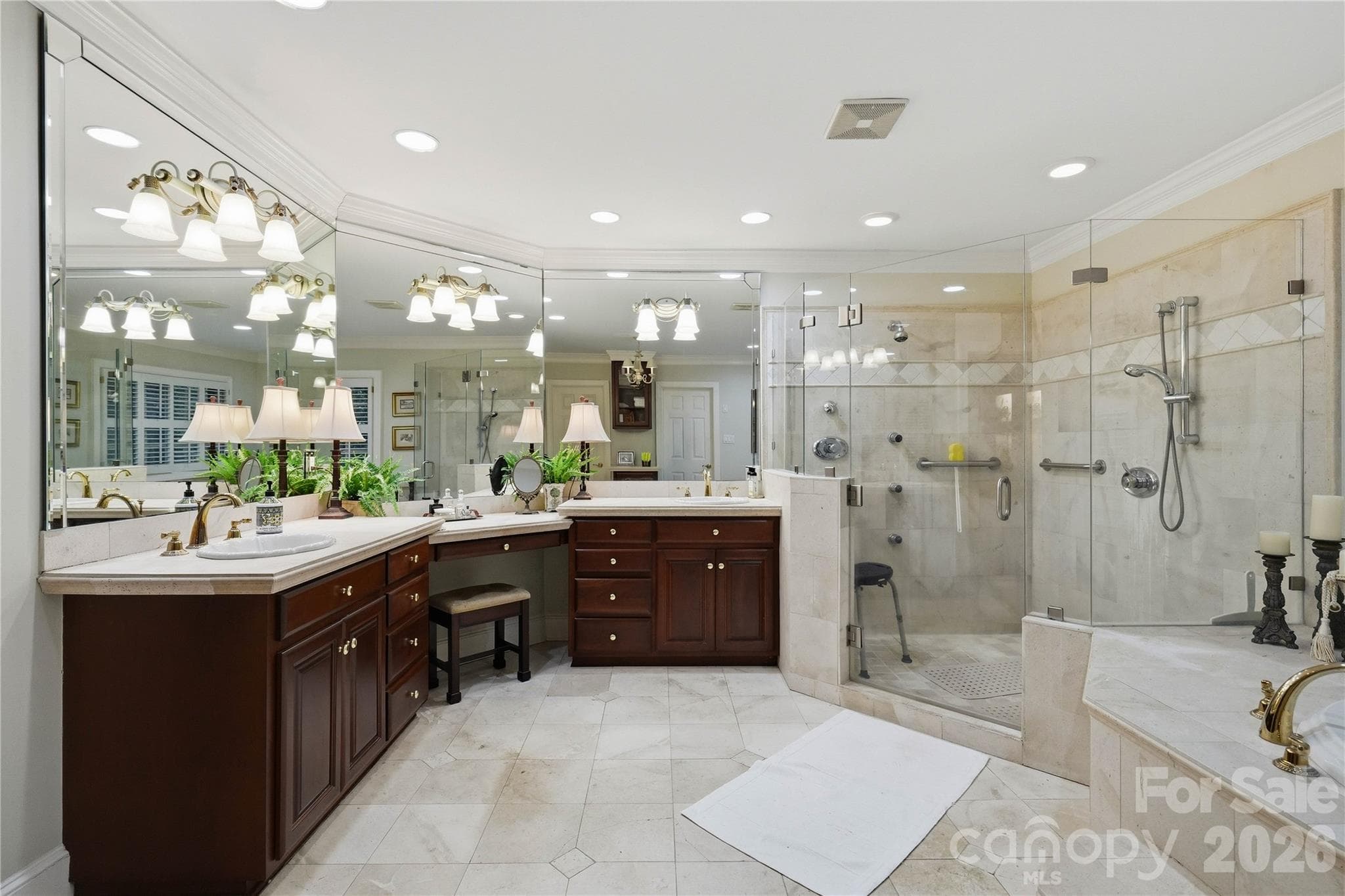 primary bath with walking closet - 7600 Park Road, Charlotte