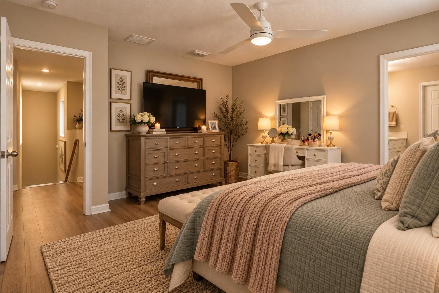 Primary Bedroom Digitally Staged - 7580 FREESIA TRCE, WESLEY CHAPEL