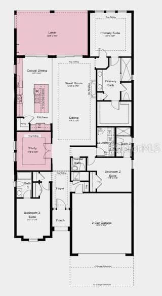 Floor Plan ~ Additional Highlight Include: tray ceiling package, 10' ceilings, whole house 8' interior doors, and outdoor kitchen rough-in - 7931 CORAL SEA LN, PALMETTO