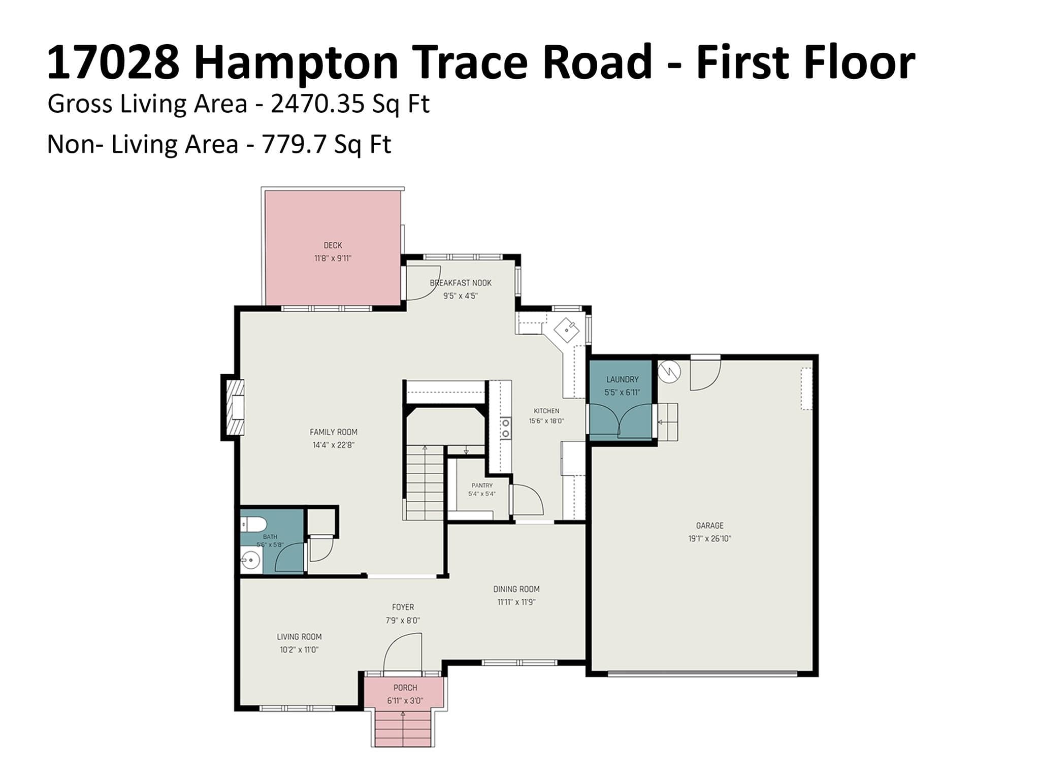 Floor Plan First Floor - 17028 Hampton Trace Road, Huntersville