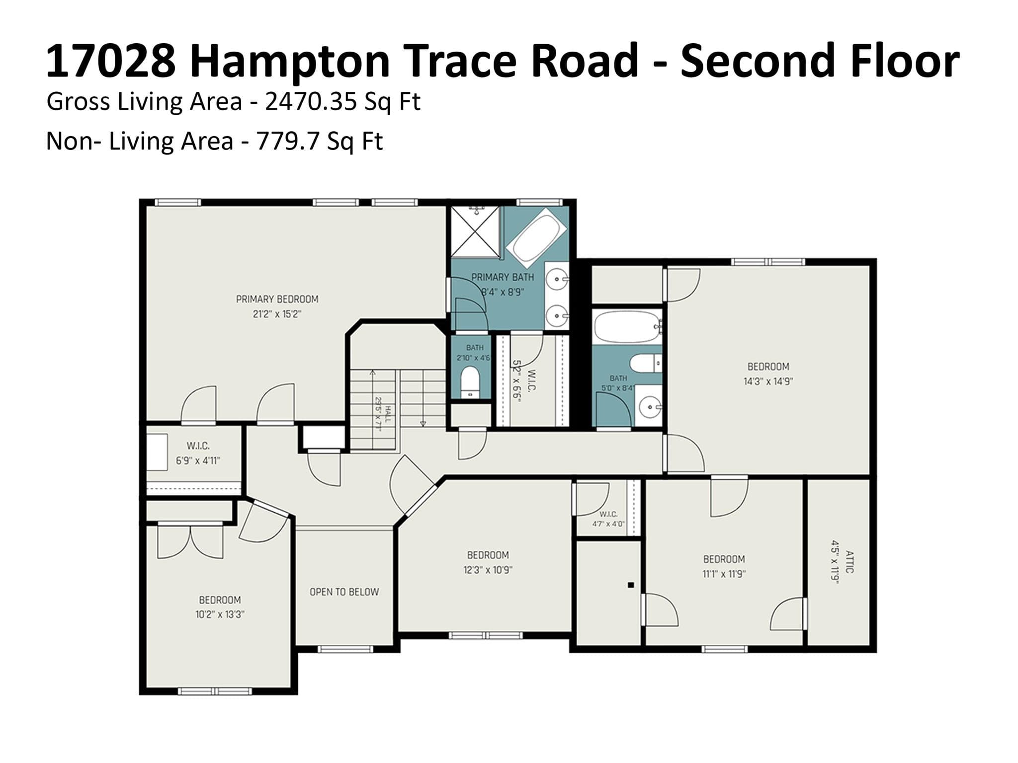 Floor Plan Second Floor - 17028 Hampton Trace Road, Huntersville