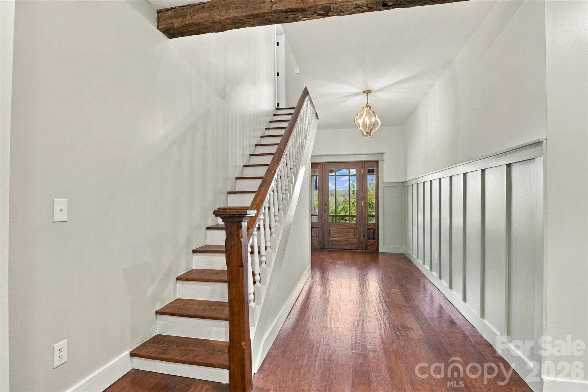 Stairway leading to 2 bedrooms, bonus/bedroom and double sink full bath - 3098 Irene Bridge Highway, Hickory Grove