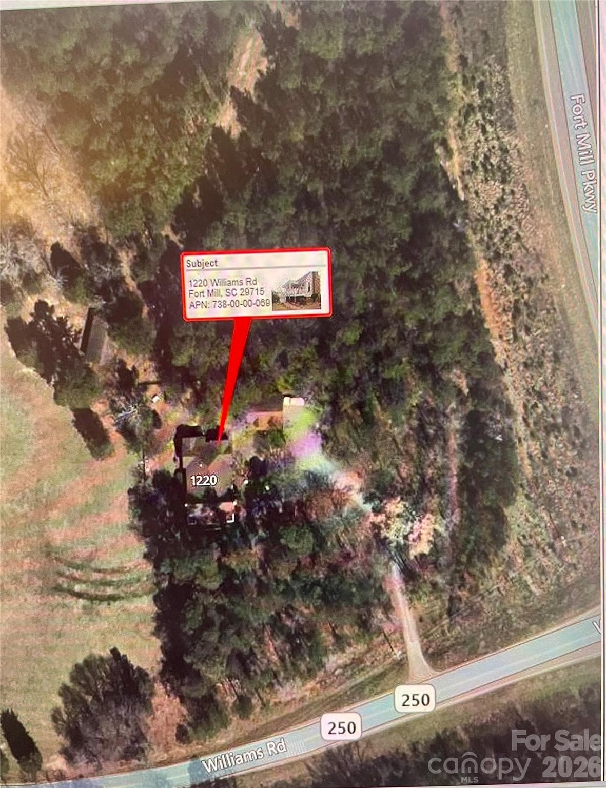 Aerial view 1220 Williams Rd - 1220 Williams Road, Fort Mill