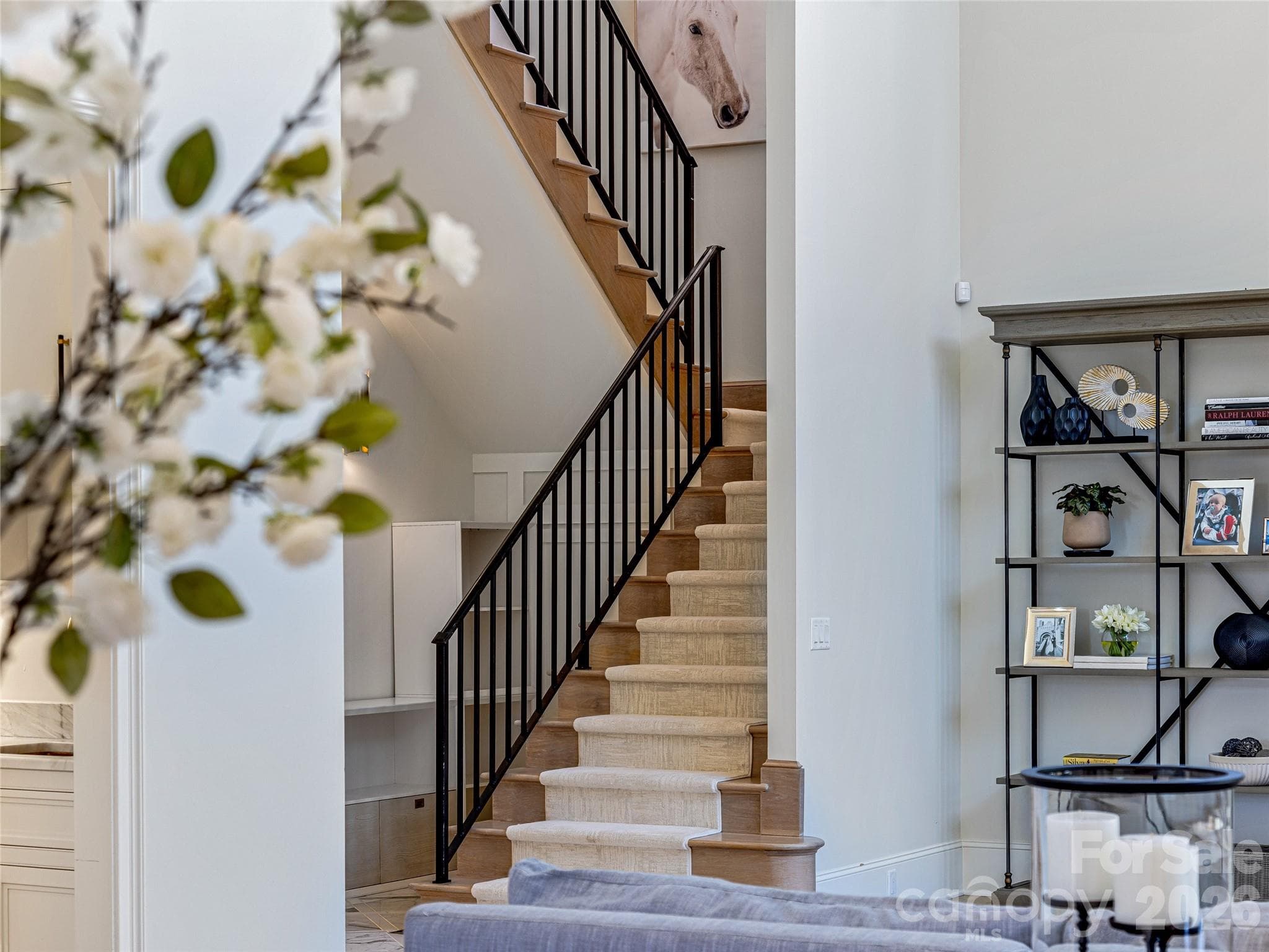 Stairwell with custom handrail. - 1905 White Tree Trail, Arden