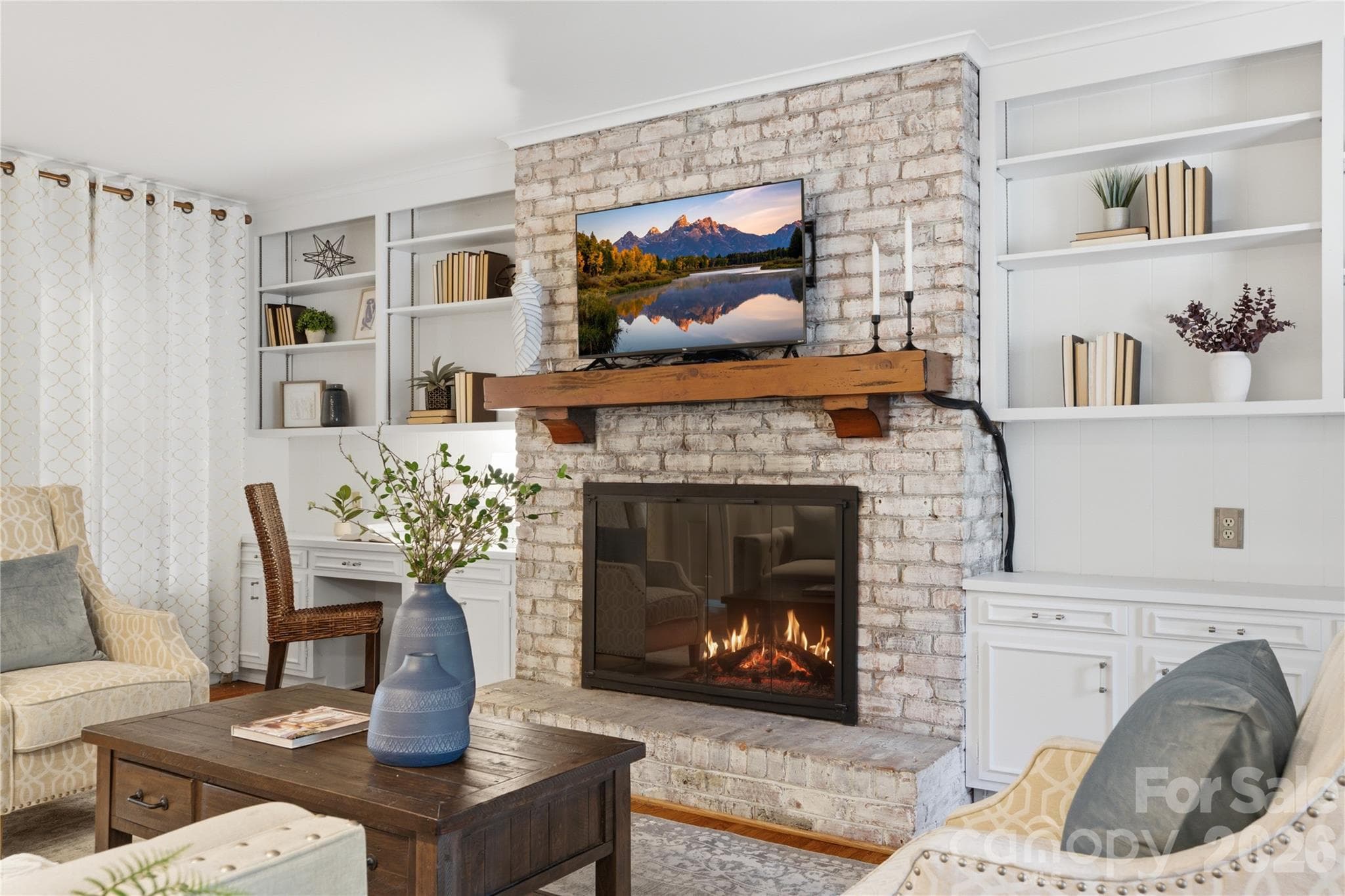 Family den with wood fire place - 1200 Charter Place, Charlotte