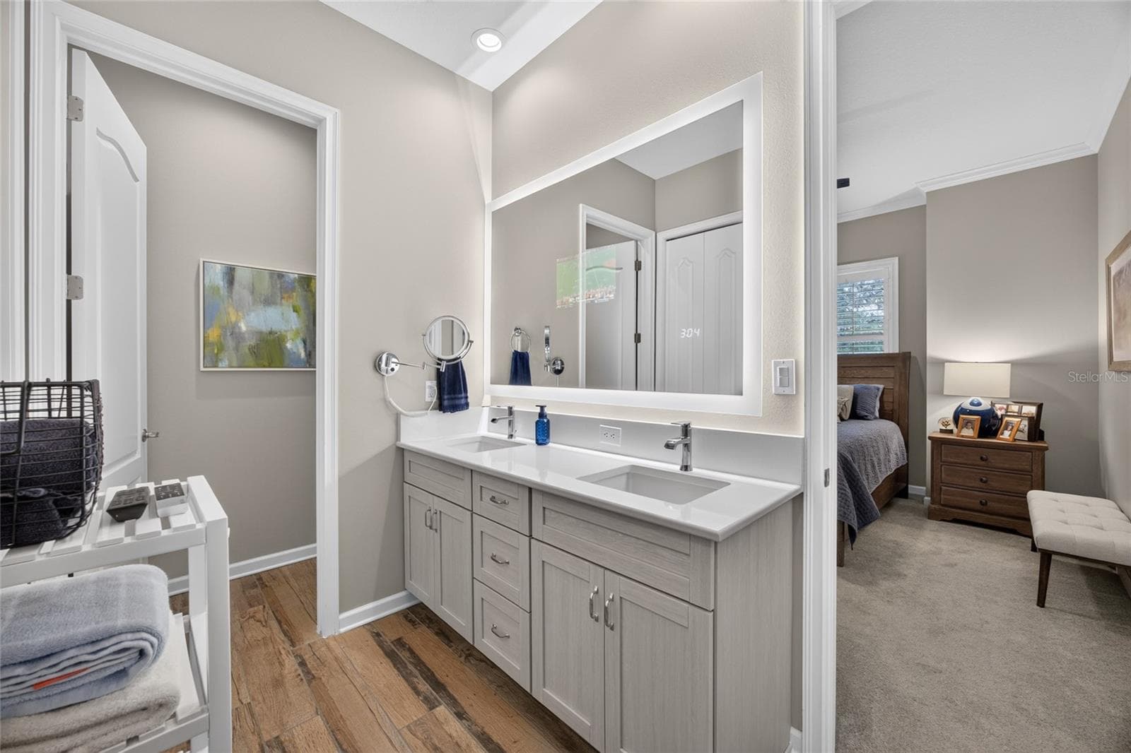 Double Vanity with Custom Seura Lighted Mirror. - 417 SE 10TH ST, OCALA