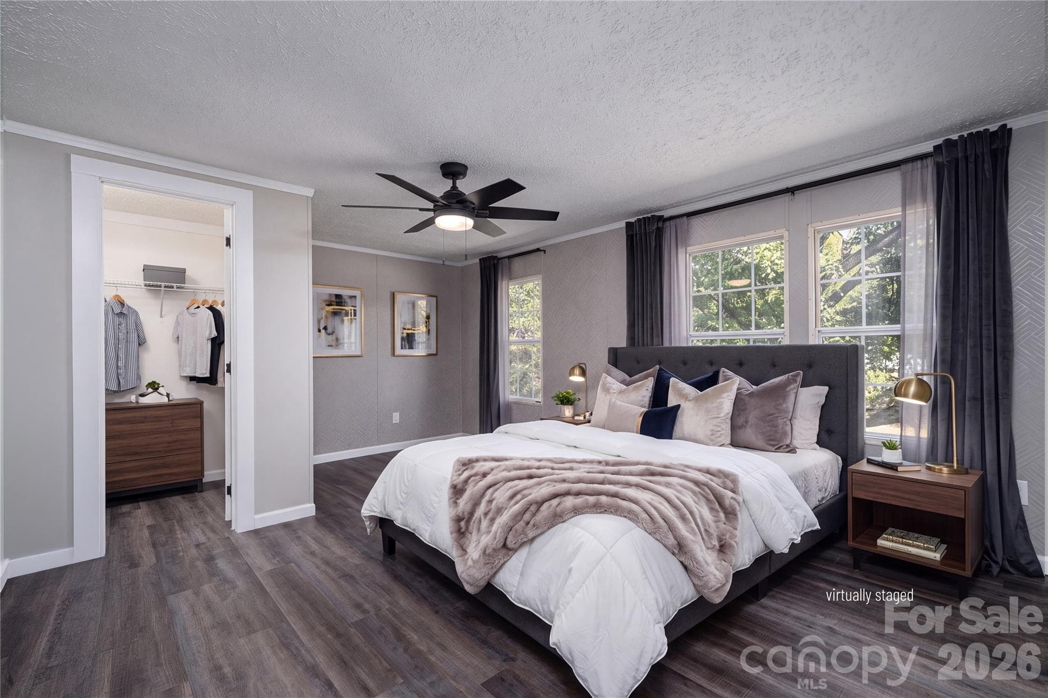 Virtually Staged Primary Bedroom - 5047 Longbow Pointe, Kings Mountain