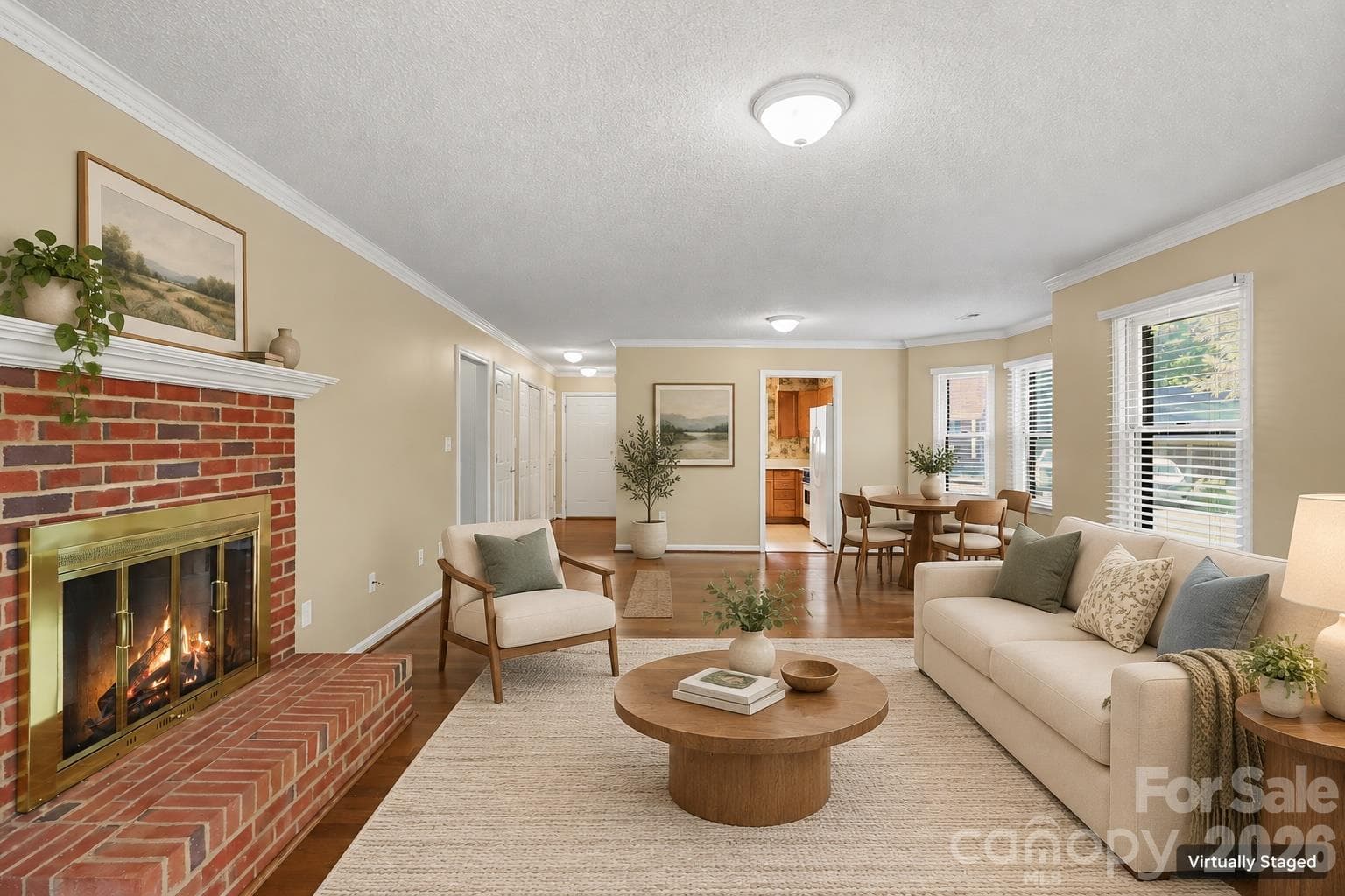 Virtually staged living room - 8407 Coulwood Oak Lane, Charlotte